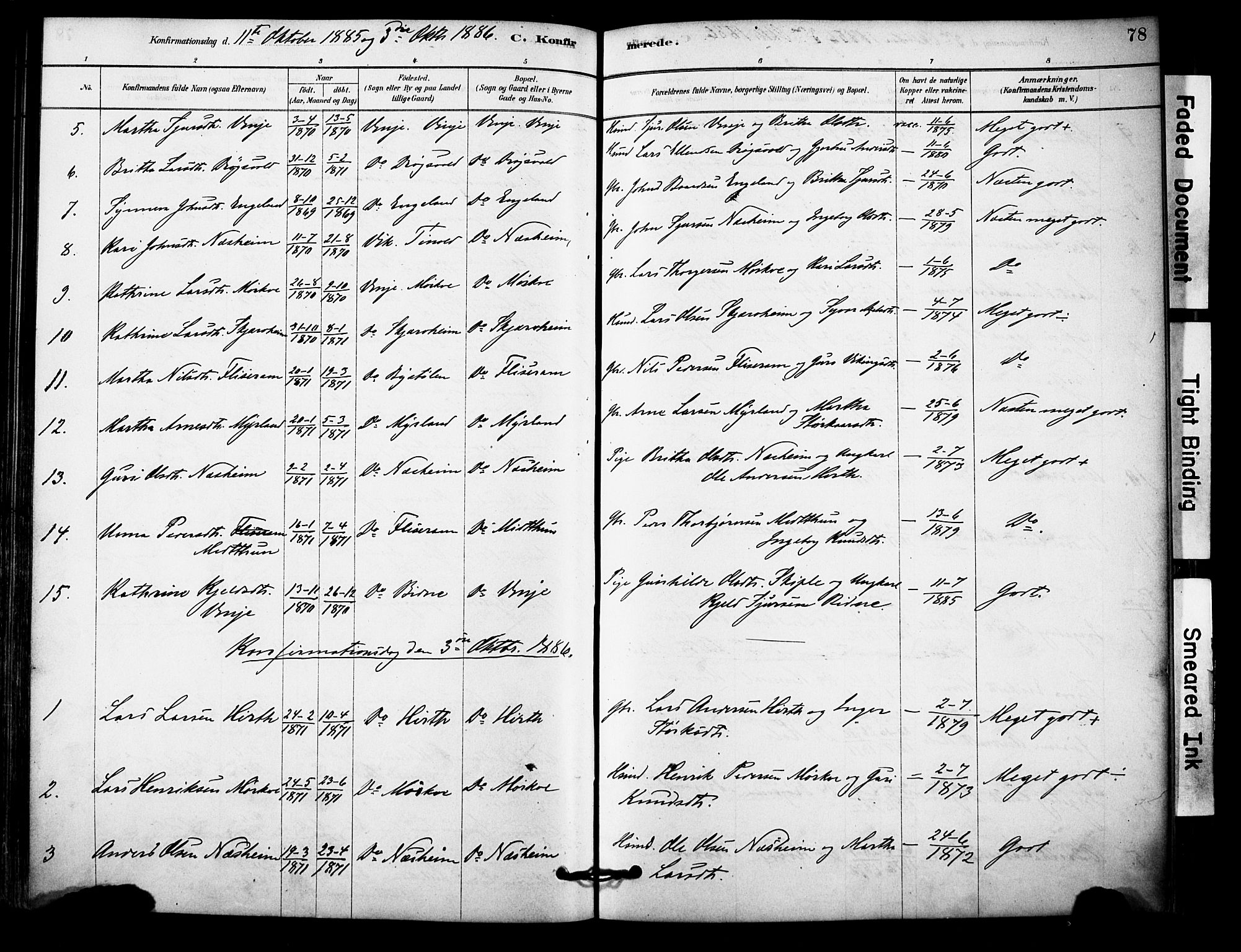 Vossestrand Sokneprestembete, AV/SAB-A-79101/H/Haa: Parish register (official) no. C 1, 1878-1903, p. 78