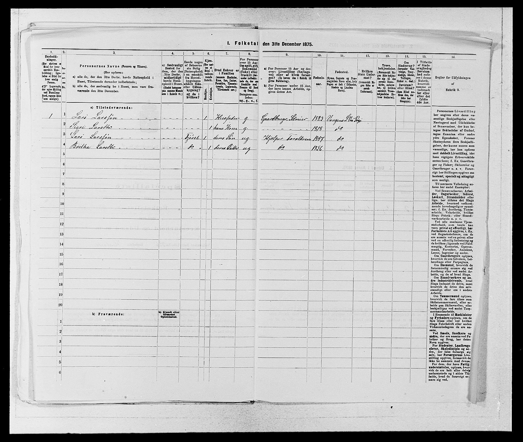 SAB, 1875 census for 1235P Voss, 1875, p. 1150