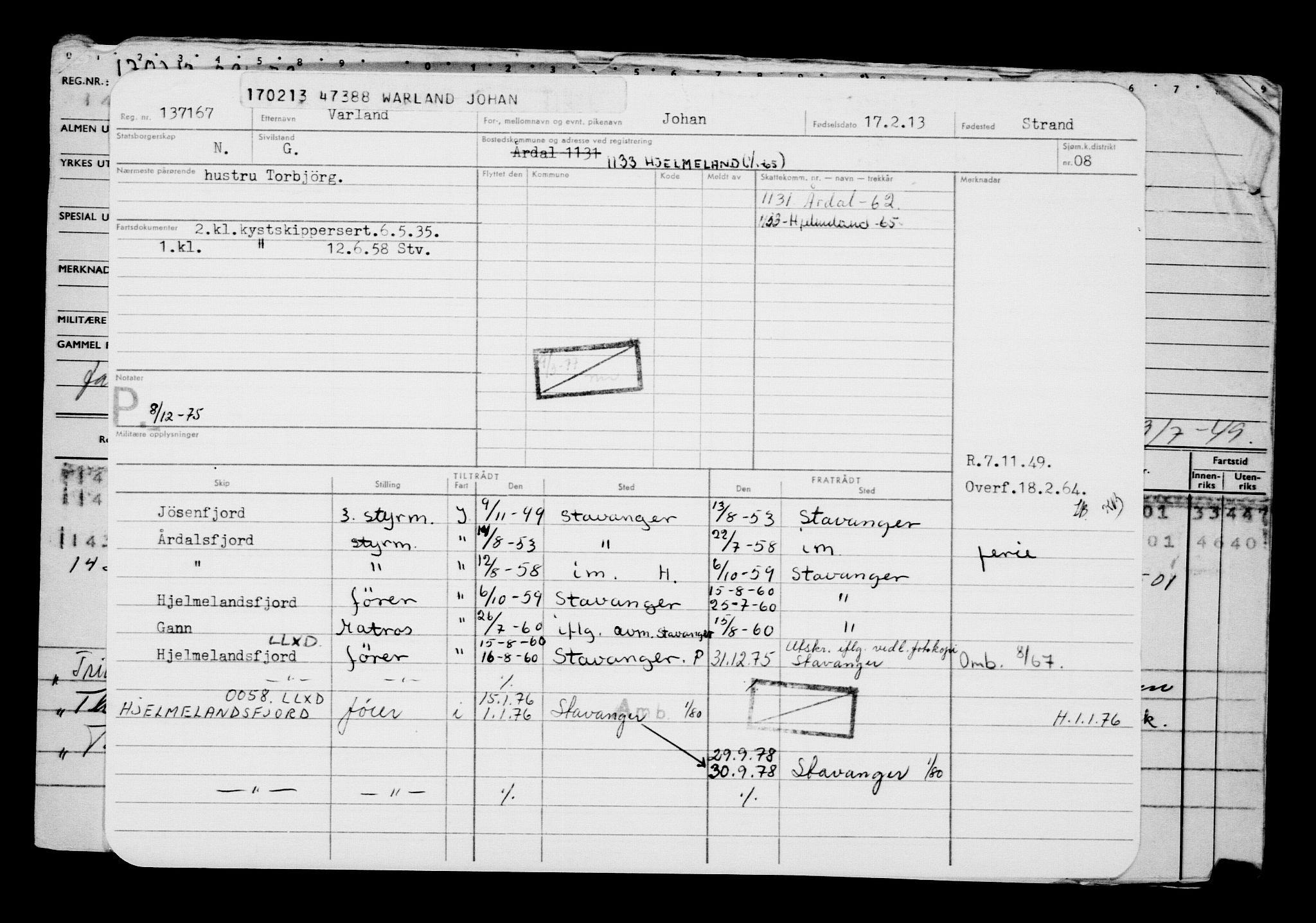 Direktoratet for sjømenn, AV/RA-S-3545/G/Gb/L0110: Hovedkort, 1913, p. 600