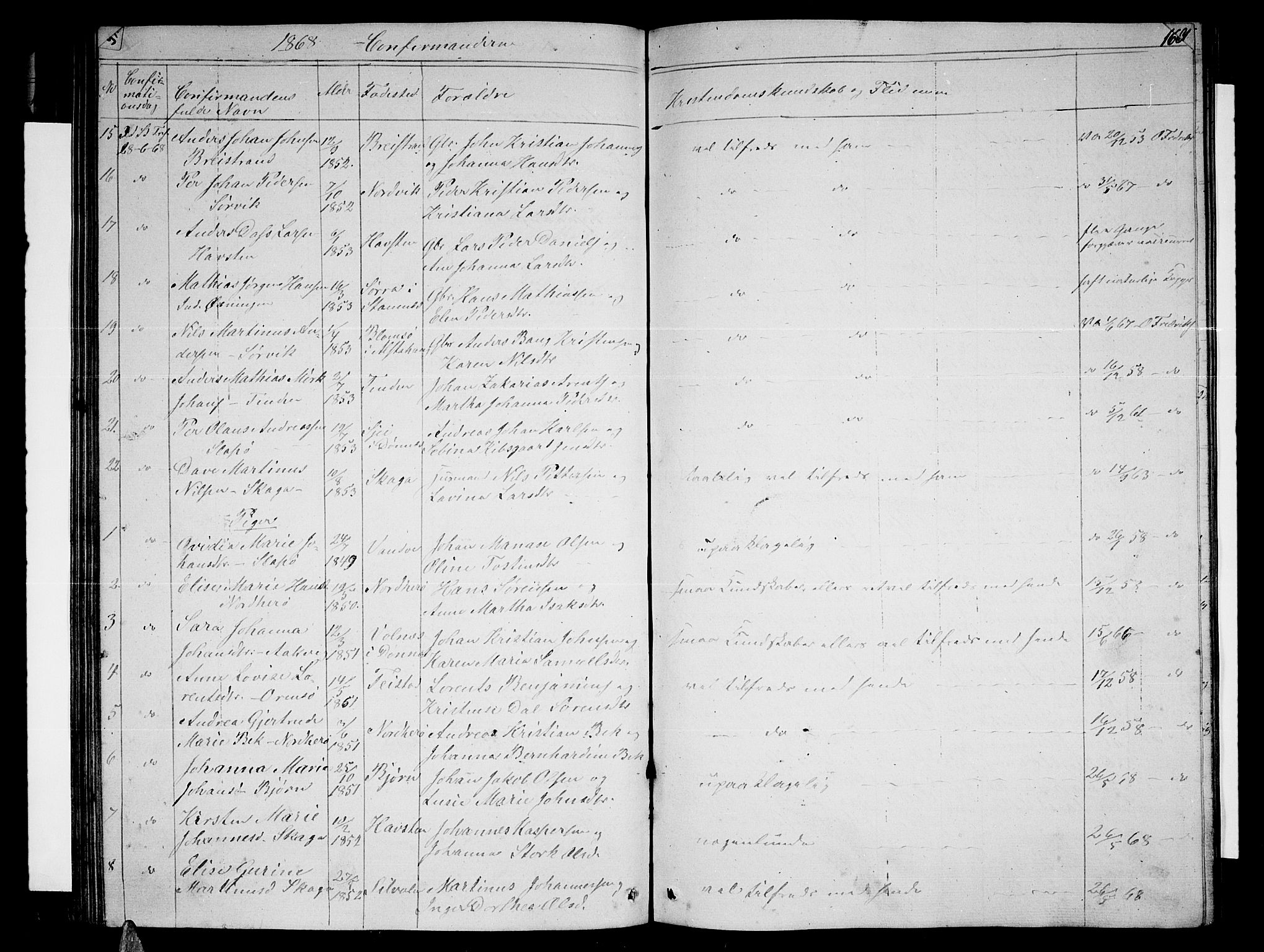 Ministerialprotokoller, klokkerbøker og fødselsregistre - Nordland, AV/SAT-A-1459/834/L0512: Parish register (copy) no. 834C03, 1862-1877, p. 166