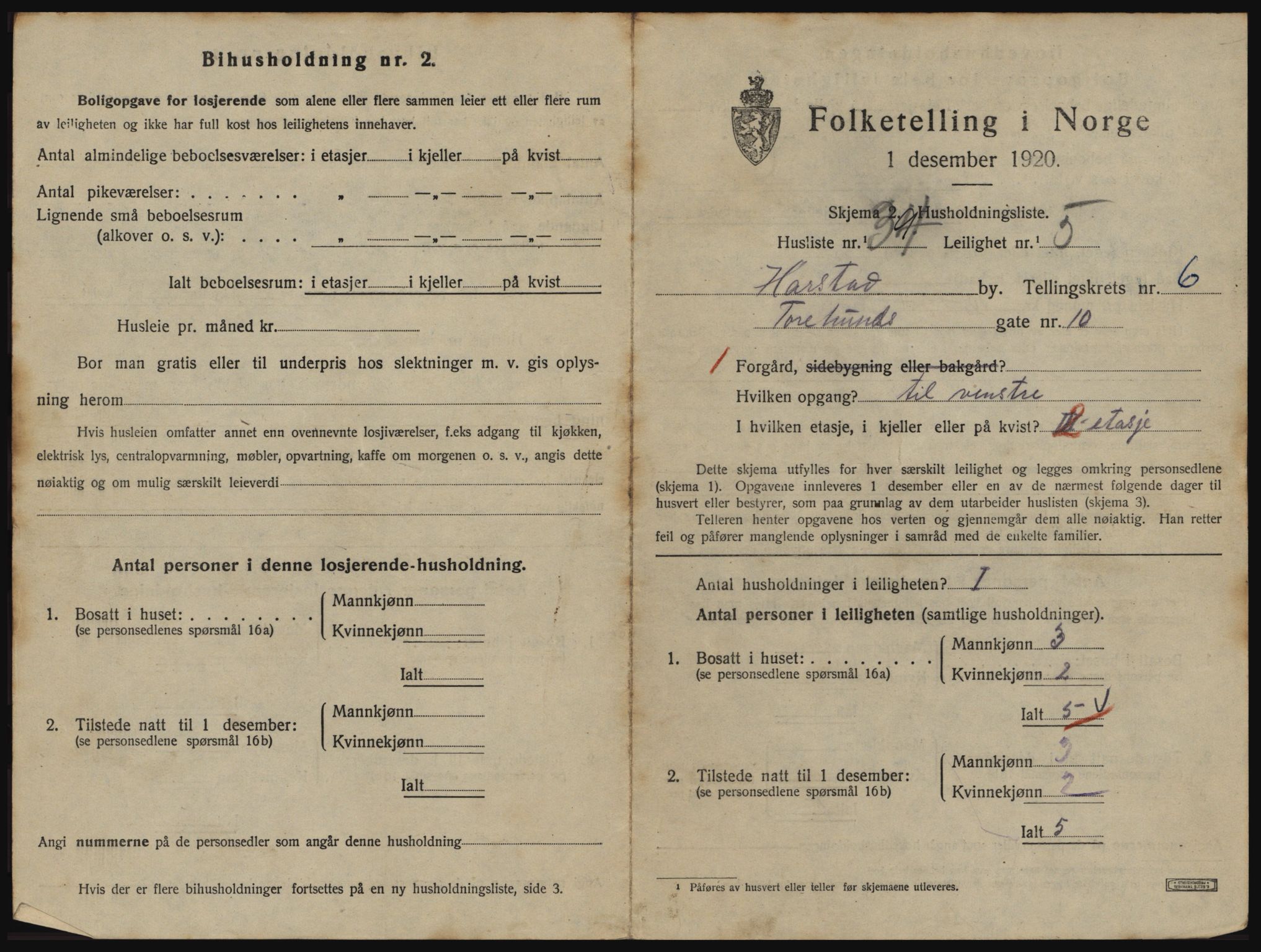 SATØ, 1920 census for Harstad, 1920, p. 2001
