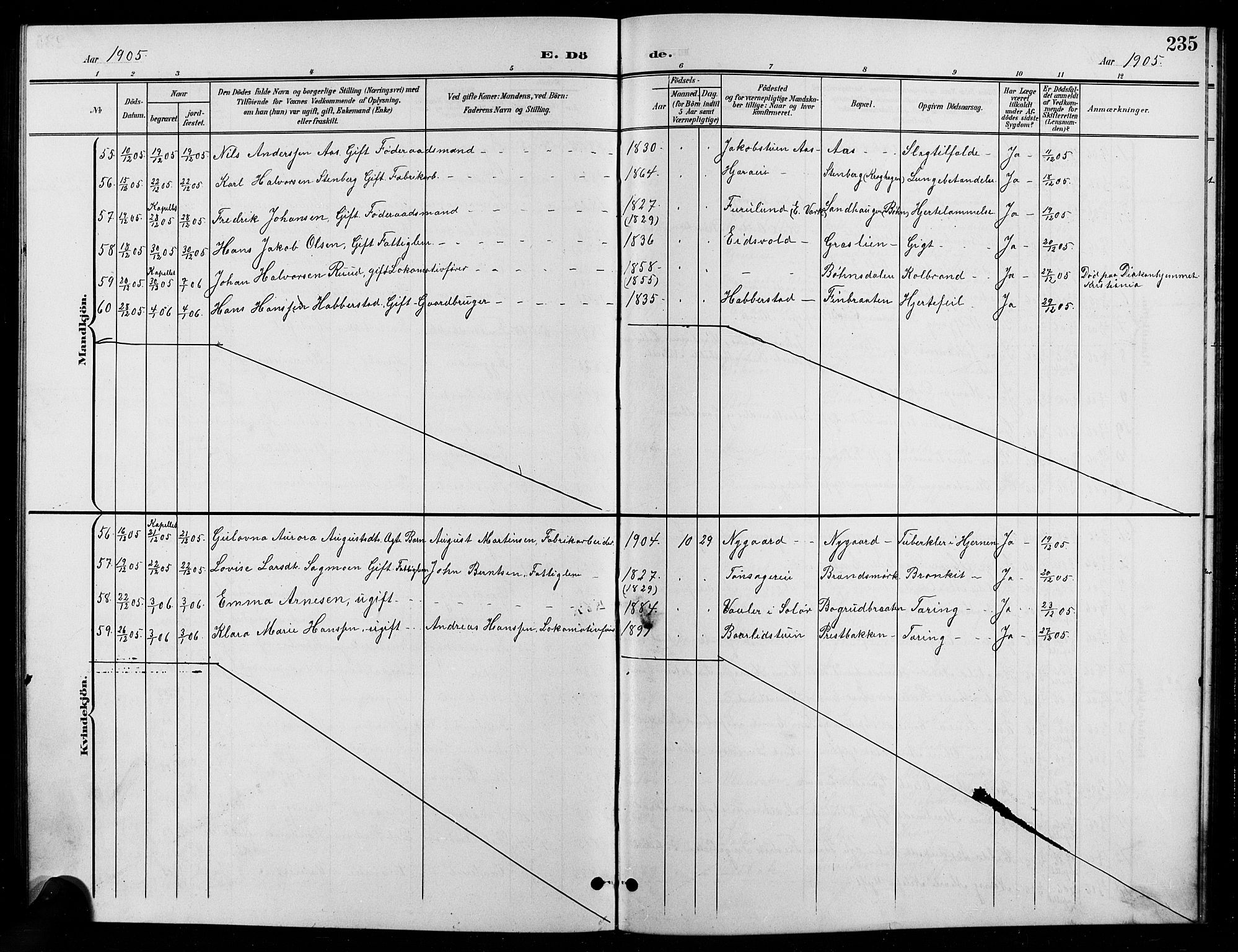 Eidsvoll prestekontor Kirkebøker, SAO/A-10888/G/Ga/L0007: Parish register (copy) no. I 7, 1901-1909, p. 235