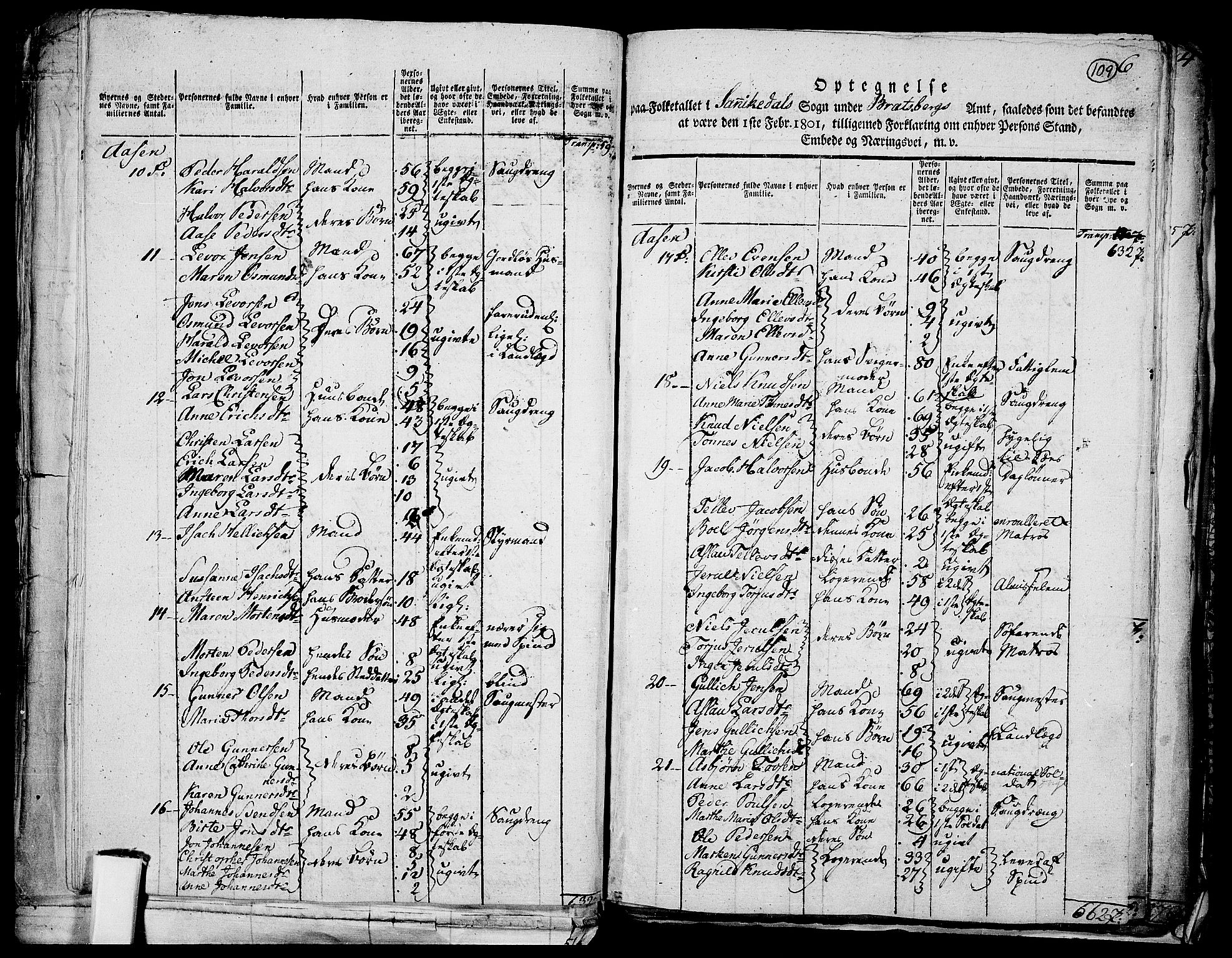 RA, 1801 census for 0801P Kragerø, 1801, p. 108b-109a
