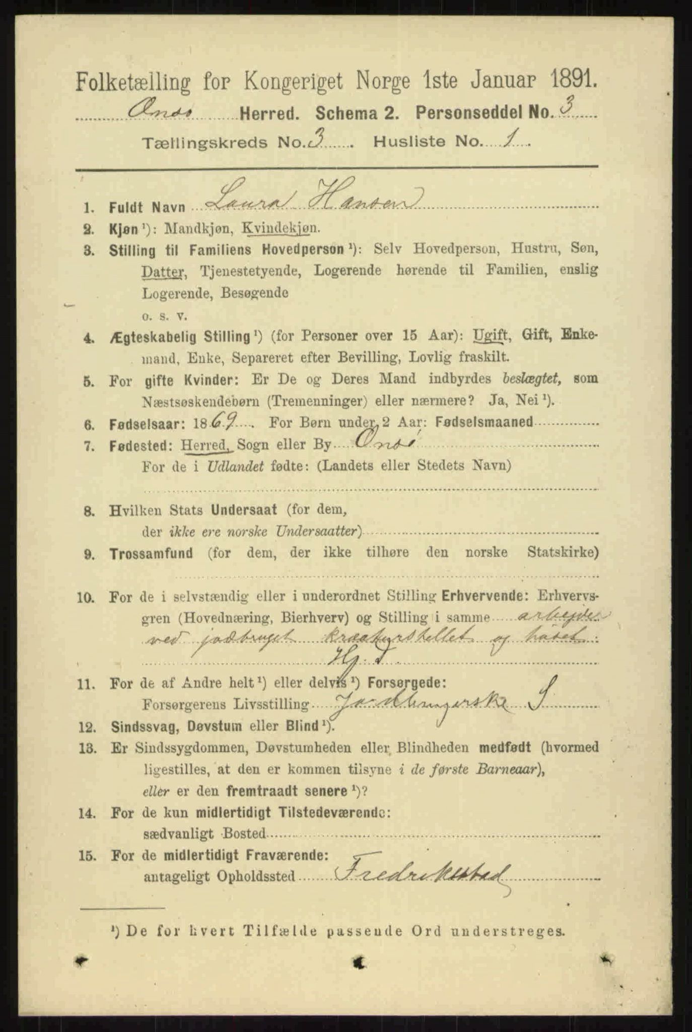 RA, 1891 census for 0134 Onsøy, 1891, p. 1714