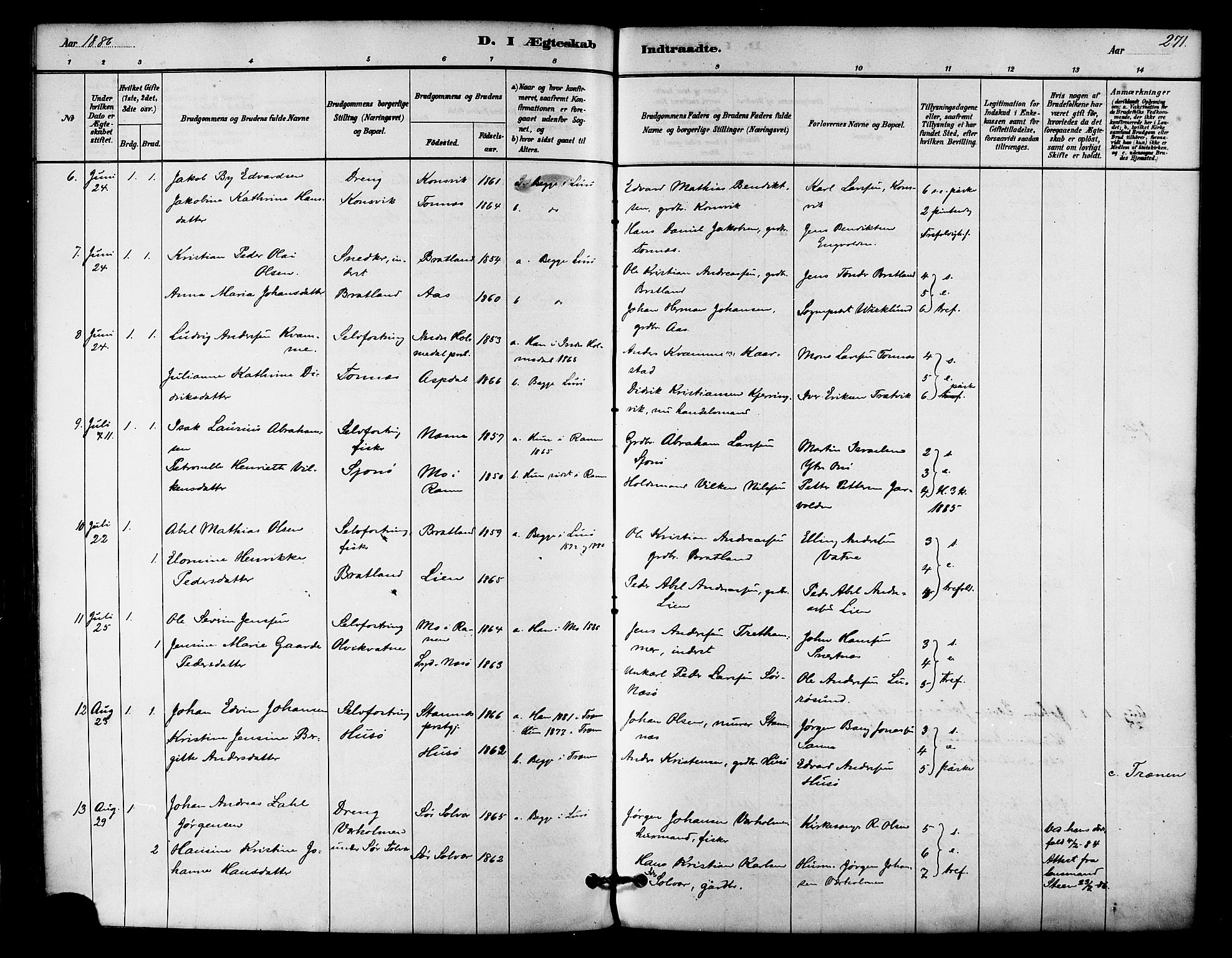 Ministerialprotokoller, klokkerbøker og fødselsregistre - Nordland, AV/SAT-A-1459/839/L0568: Parish register (official) no. 839A05, 1880-1902, p. 271