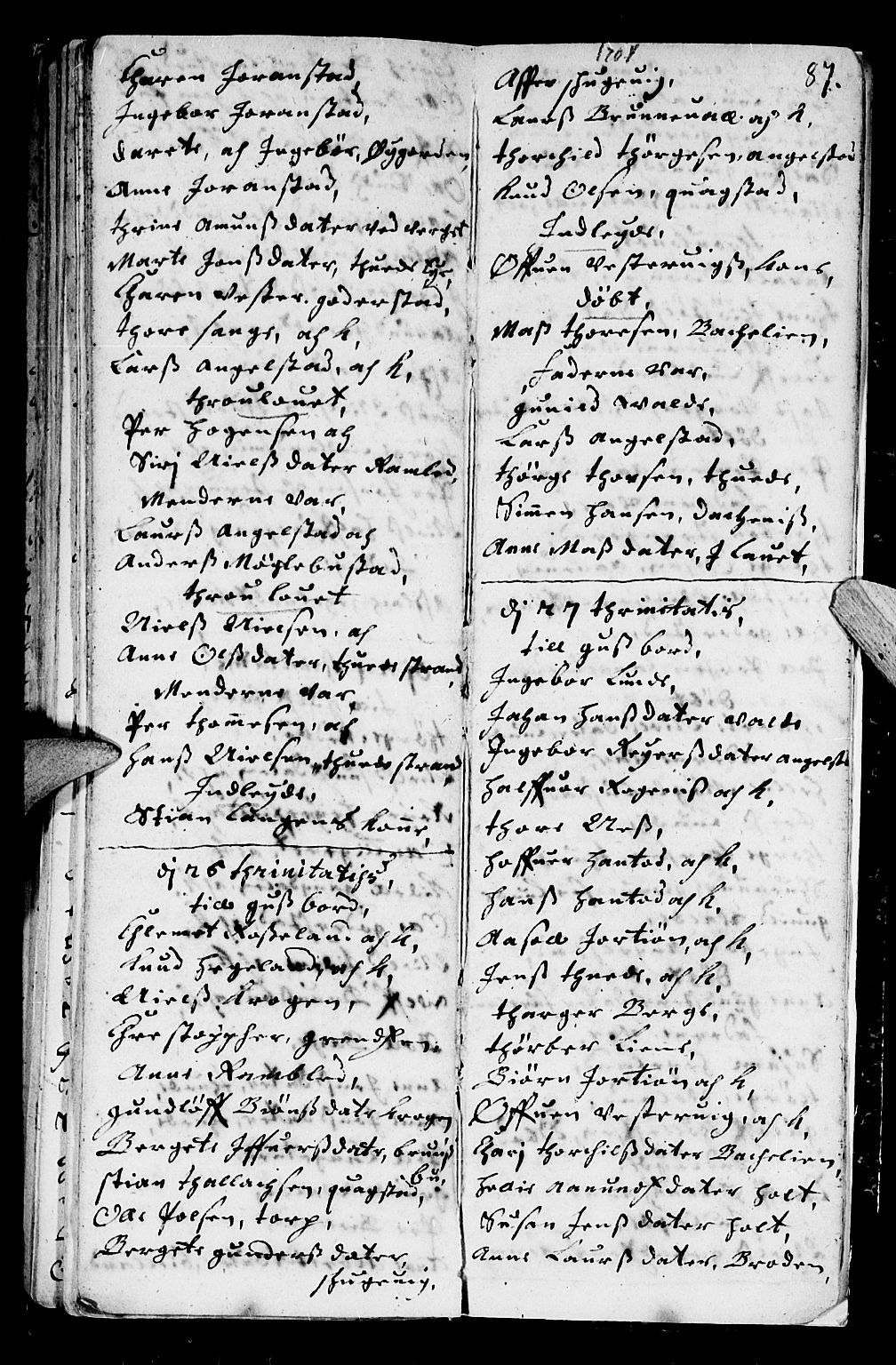 Holt sokneprestkontor, AV/SAK-1111-0021/F/Fb/L0001: Parish register (copy) no. B 1, 1699-1705, p. 87