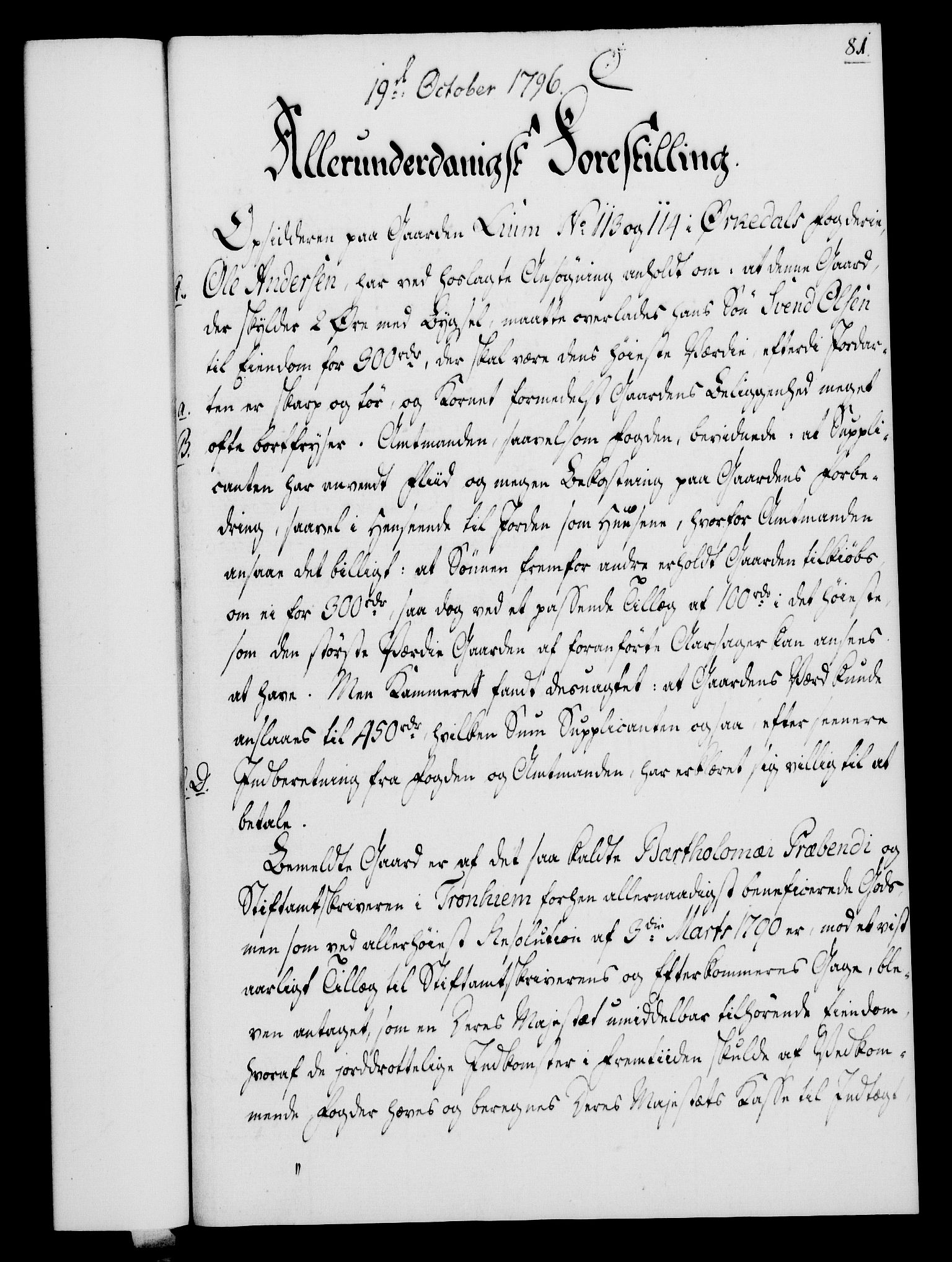 Rentekammeret, Kammerkanselliet, RA/EA-3111/G/Gf/Gfa/L0078: Norsk relasjons- og resolusjonsprotokoll (merket RK 52.78), 1796, p. 427