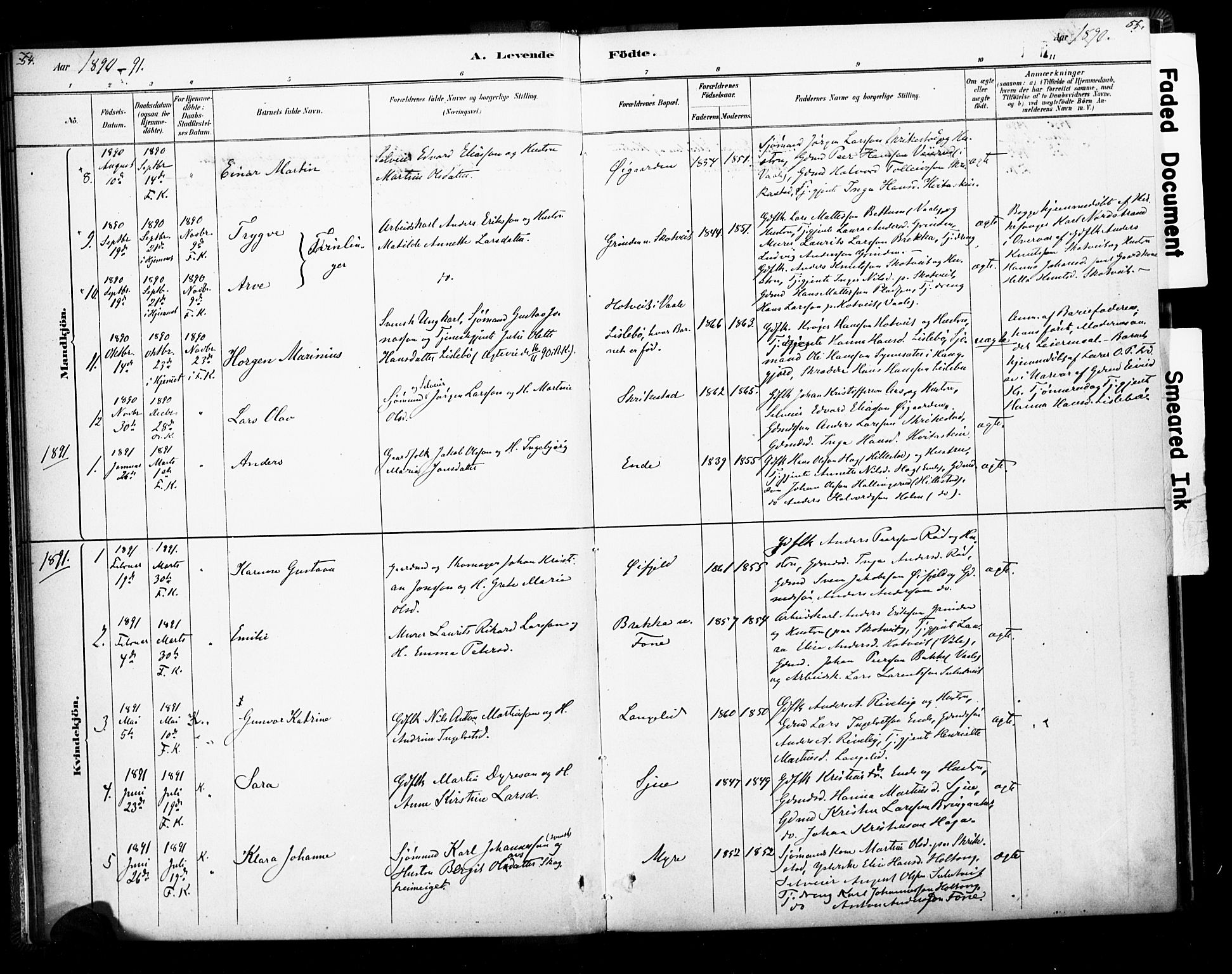 Ramnes kirkebøker, AV/SAKO-A-314/F/Fb/L0001: Parish register (official) no. II 1, 1878-1894, p. 54-55