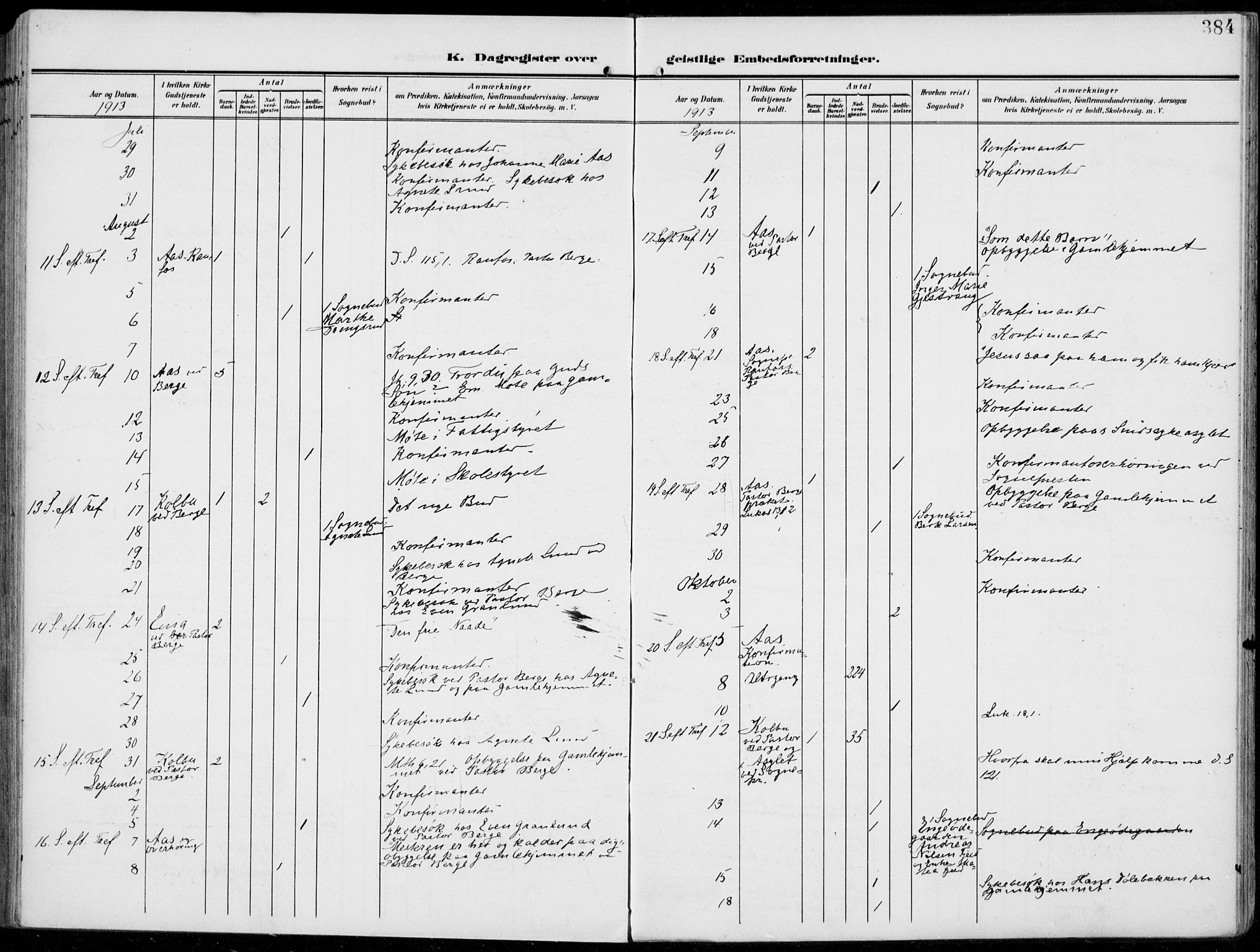 Vestre Toten prestekontor, AV/SAH-PREST-108/H/Ha/Haa/L0014: Parish register (official) no. 14, 1907-1920, p. 384