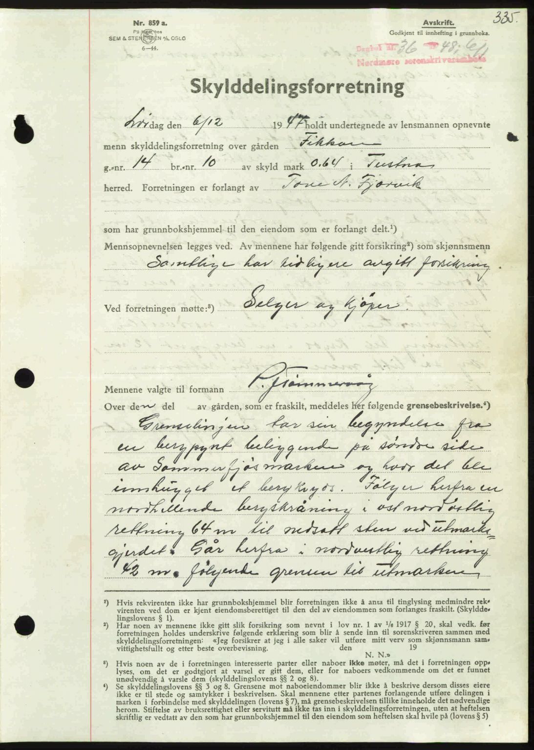 Nordmøre sorenskriveri, AV/SAT-A-4132/1/2/2Ca: Mortgage book no. A107, 1947-1948, Diary no: : 36/1948