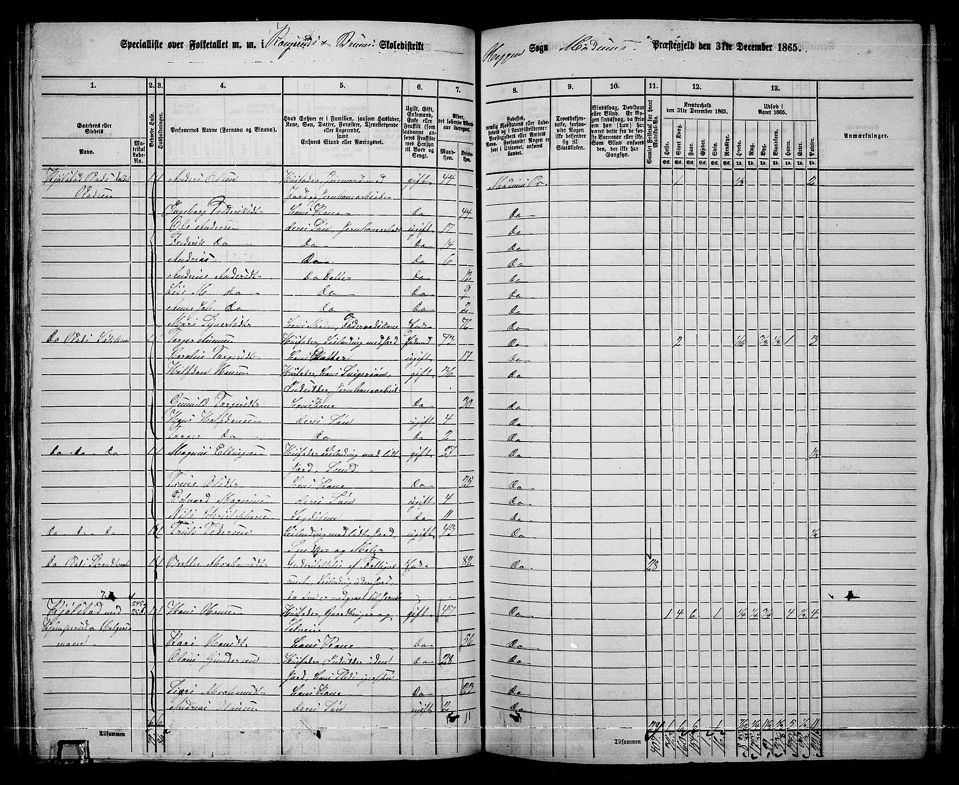 RA, 1865 census for Modum, 1865, p. 148