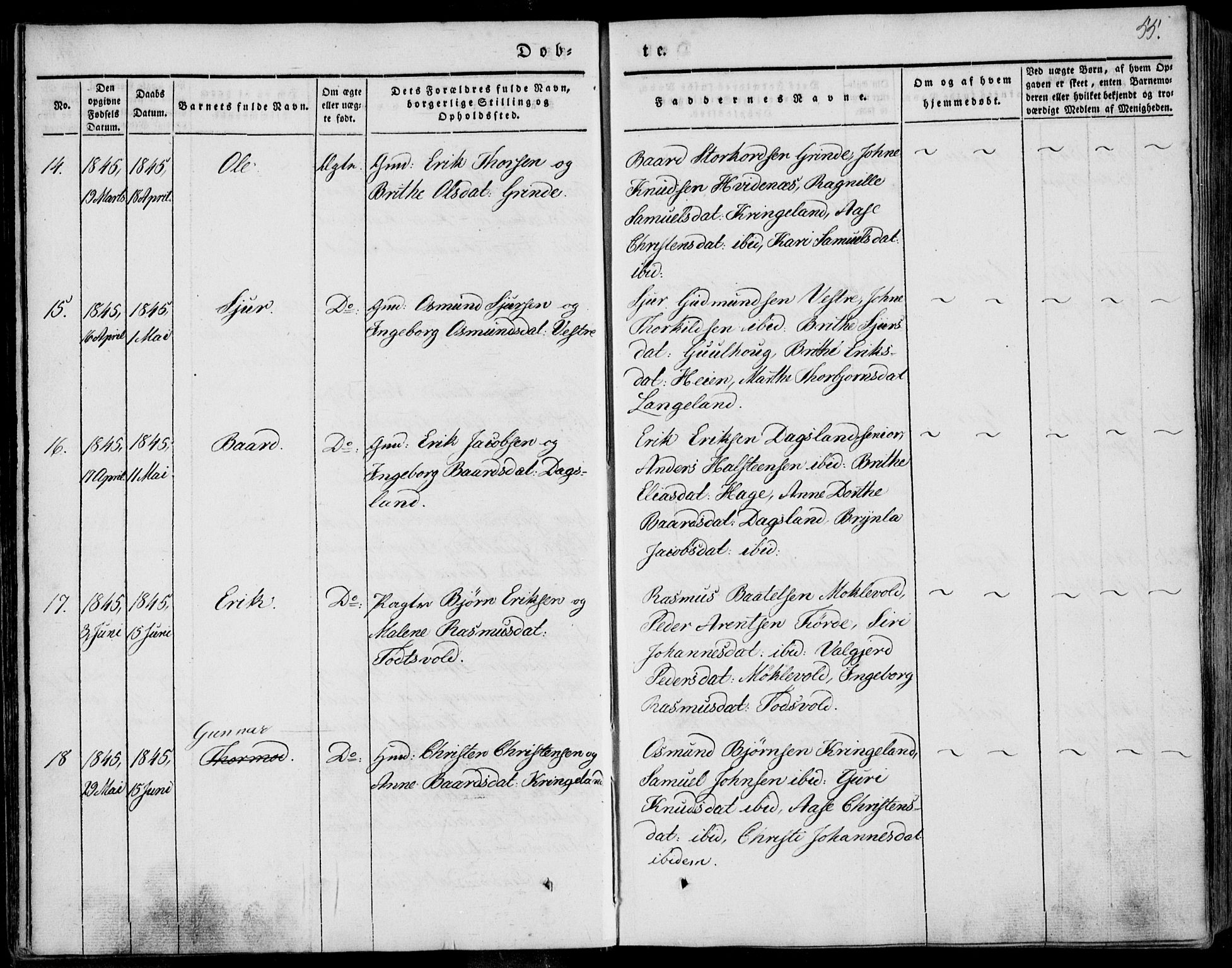 Skjold sokneprestkontor, AV/SAST-A-101847/H/Ha/Haa/L0006: Parish register (official) no. A 6.1, 1835-1858, p. 55
