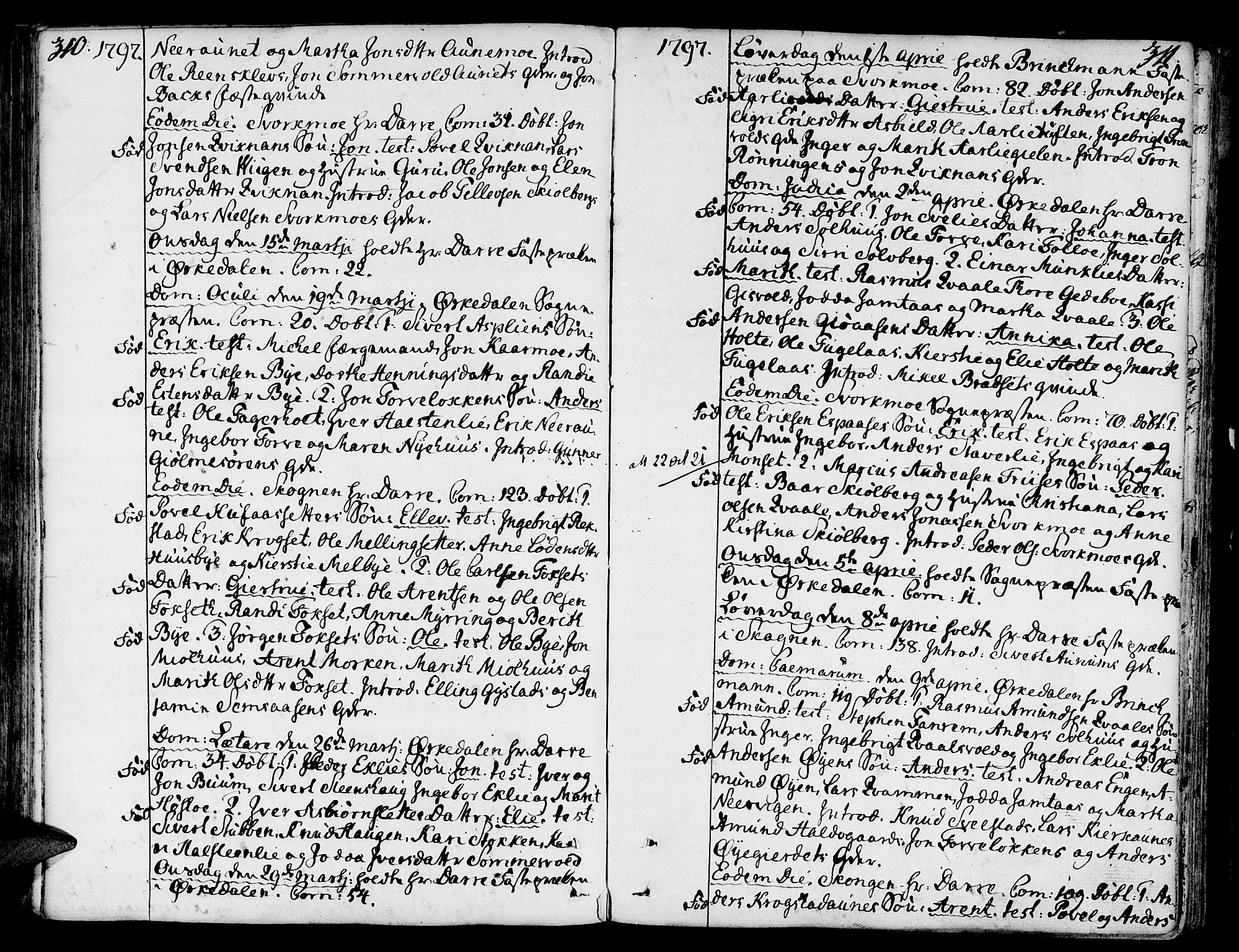 Ministerialprotokoller, klokkerbøker og fødselsregistre - Sør-Trøndelag, SAT/A-1456/668/L0802: Parish register (official) no. 668A02, 1776-1799, p. 310-311