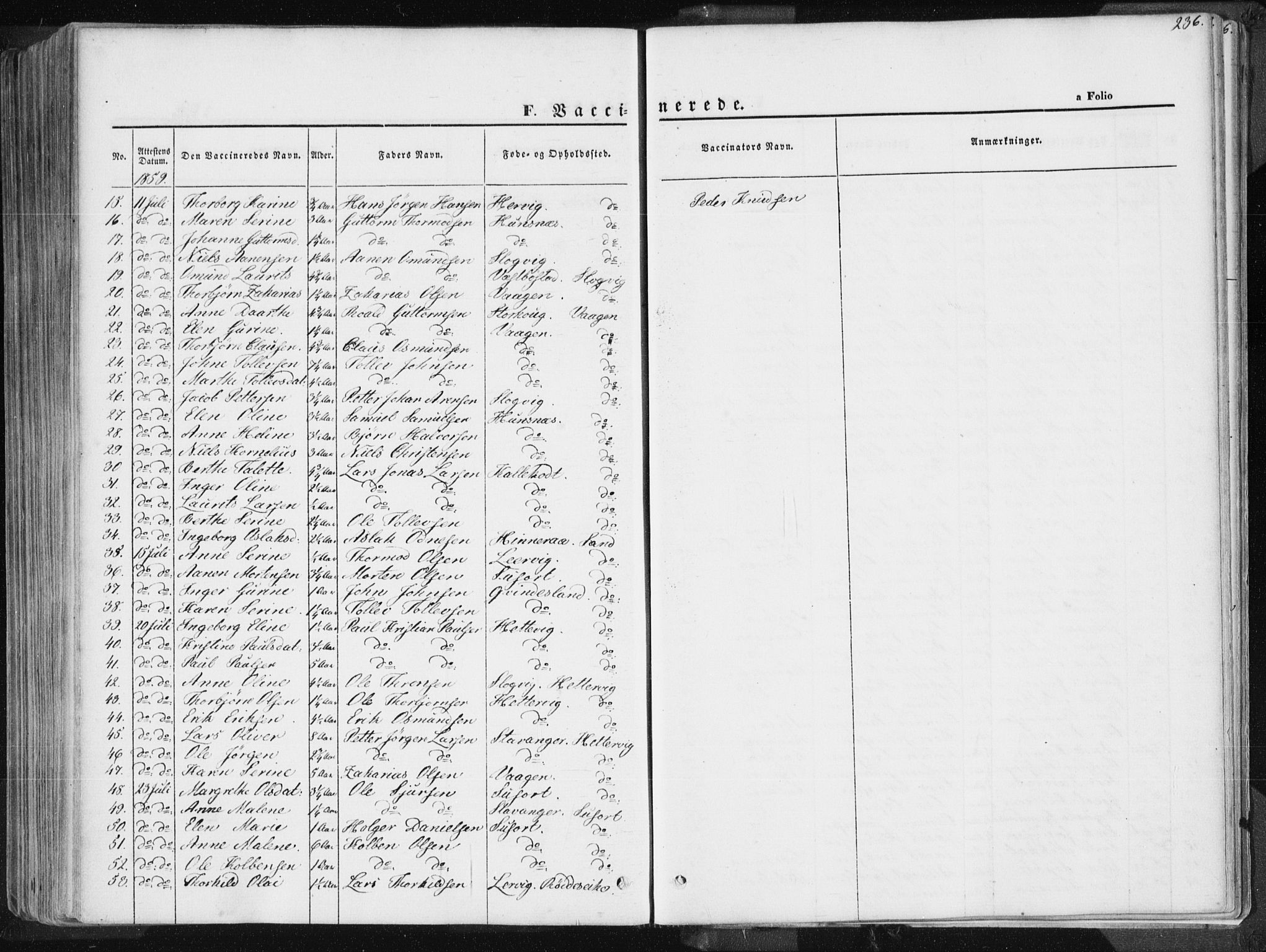 Tysvær sokneprestkontor, SAST/A -101864/H/Ha/Haa/L0003: Parish register (official) no. A 3, 1856-1865, p. 236
