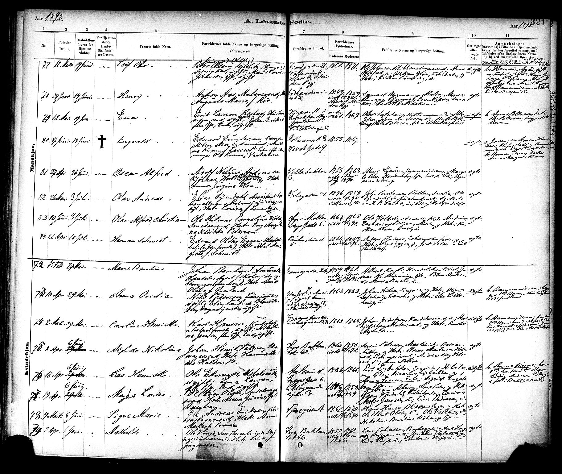 Ministerialprotokoller, klokkerbøker og fødselsregistre - Sør-Trøndelag, AV/SAT-A-1456/604/L0188: Parish register (official) no. 604A09, 1878-1892, p. 321