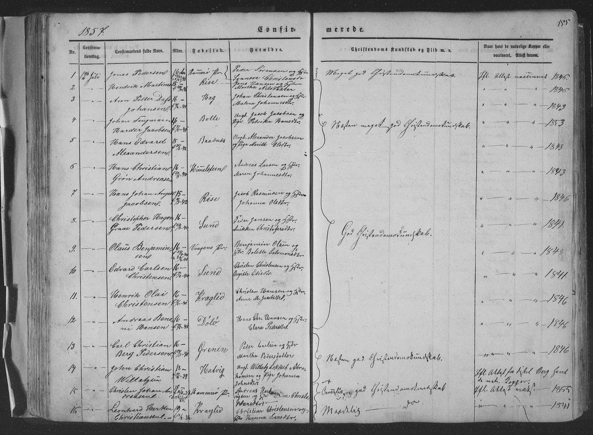 Ministerialprotokoller, klokkerbøker og fødselsregistre - Nordland, AV/SAT-A-1459/881/L1165: Parish register (copy) no. 881C02, 1854-1876, p. 155