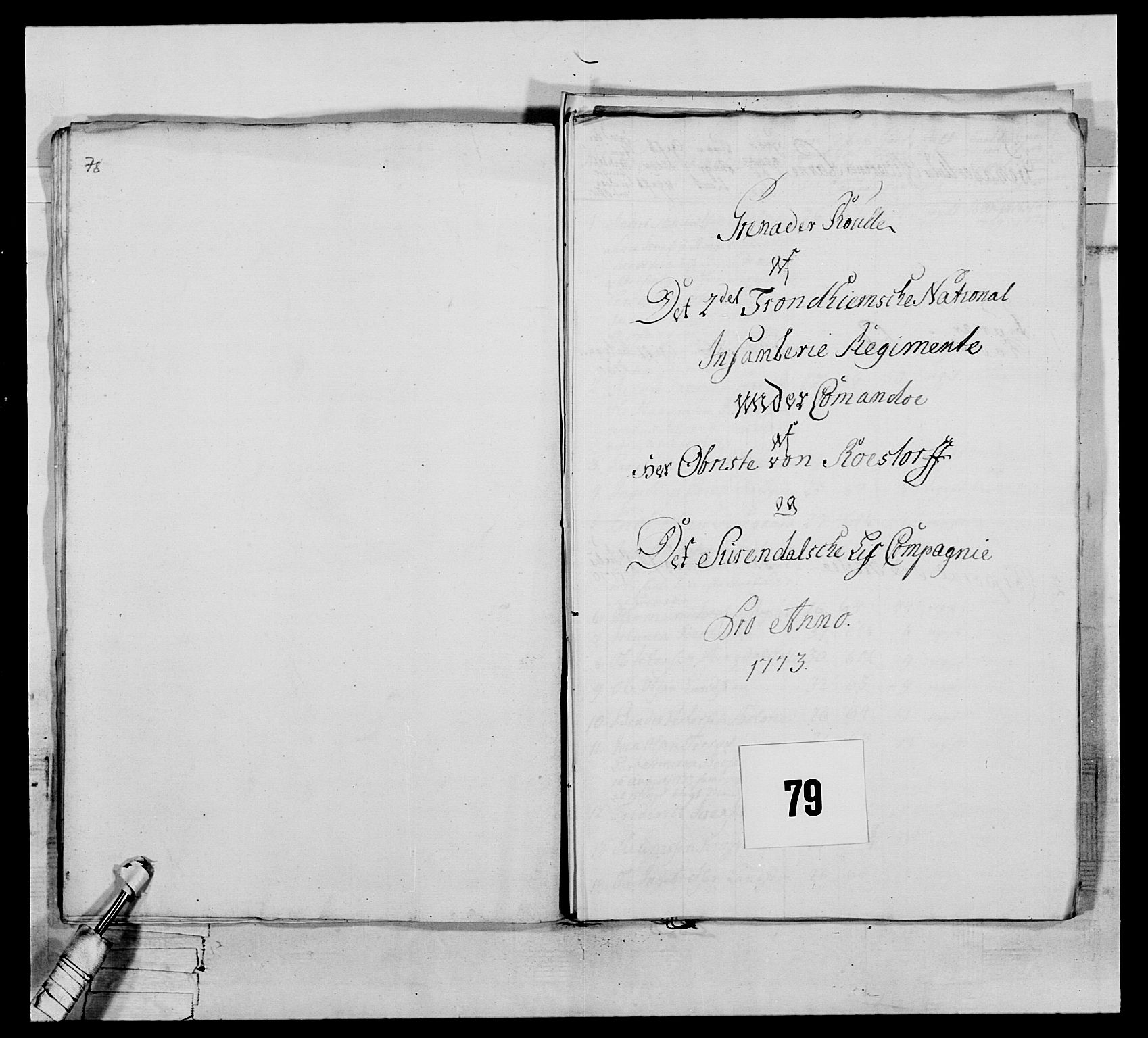 Generalitets- og kommissariatskollegiet, Det kongelige norske kommissariatskollegium, AV/RA-EA-5420/E/Eh/L0076: 2. Trondheimske nasjonale infanteriregiment, 1766-1773, p. 414