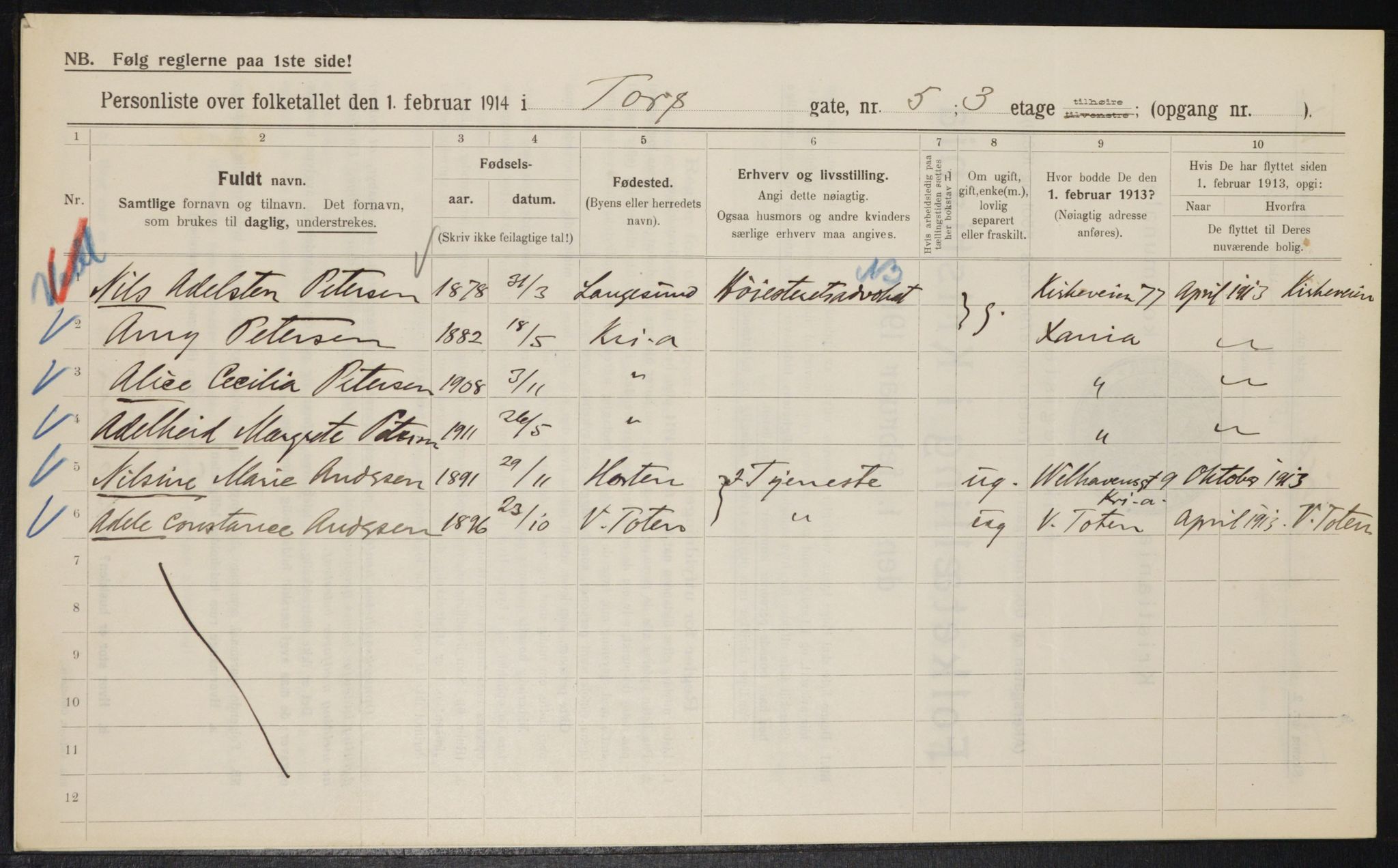 OBA, Municipal Census 1914 for Kristiania, 1914, p. 115240
