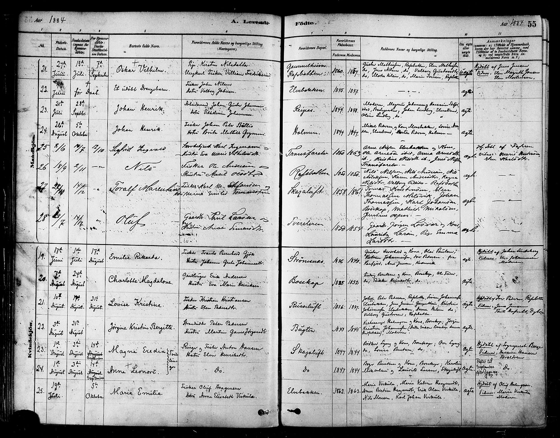Alta sokneprestkontor, SATØ/S-1338/H/Ha/L0002.kirke: Parish register (official) no. 2, 1879-1892, p. 55