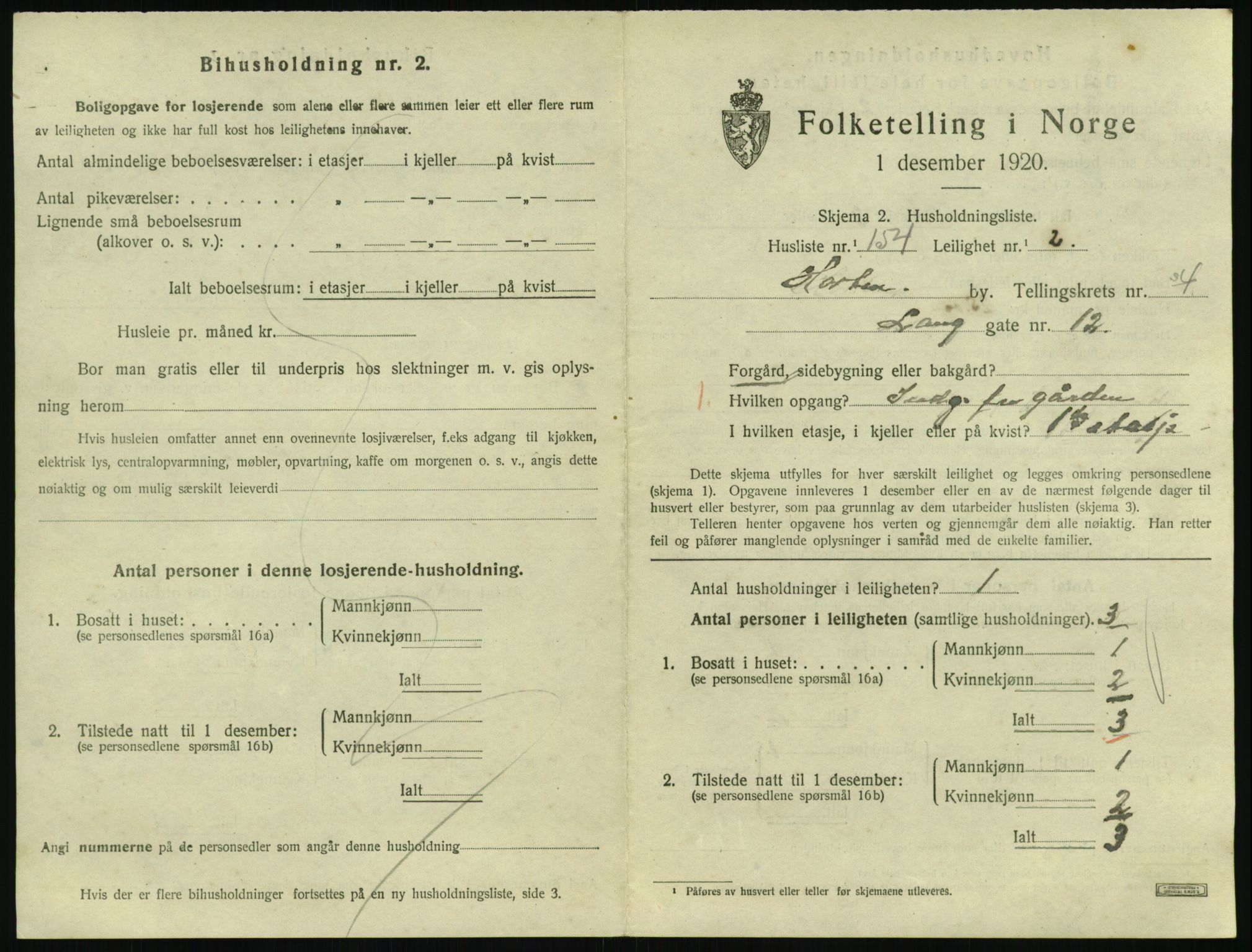 SAKO, 1920 census for Horten, 1920, p. 5597