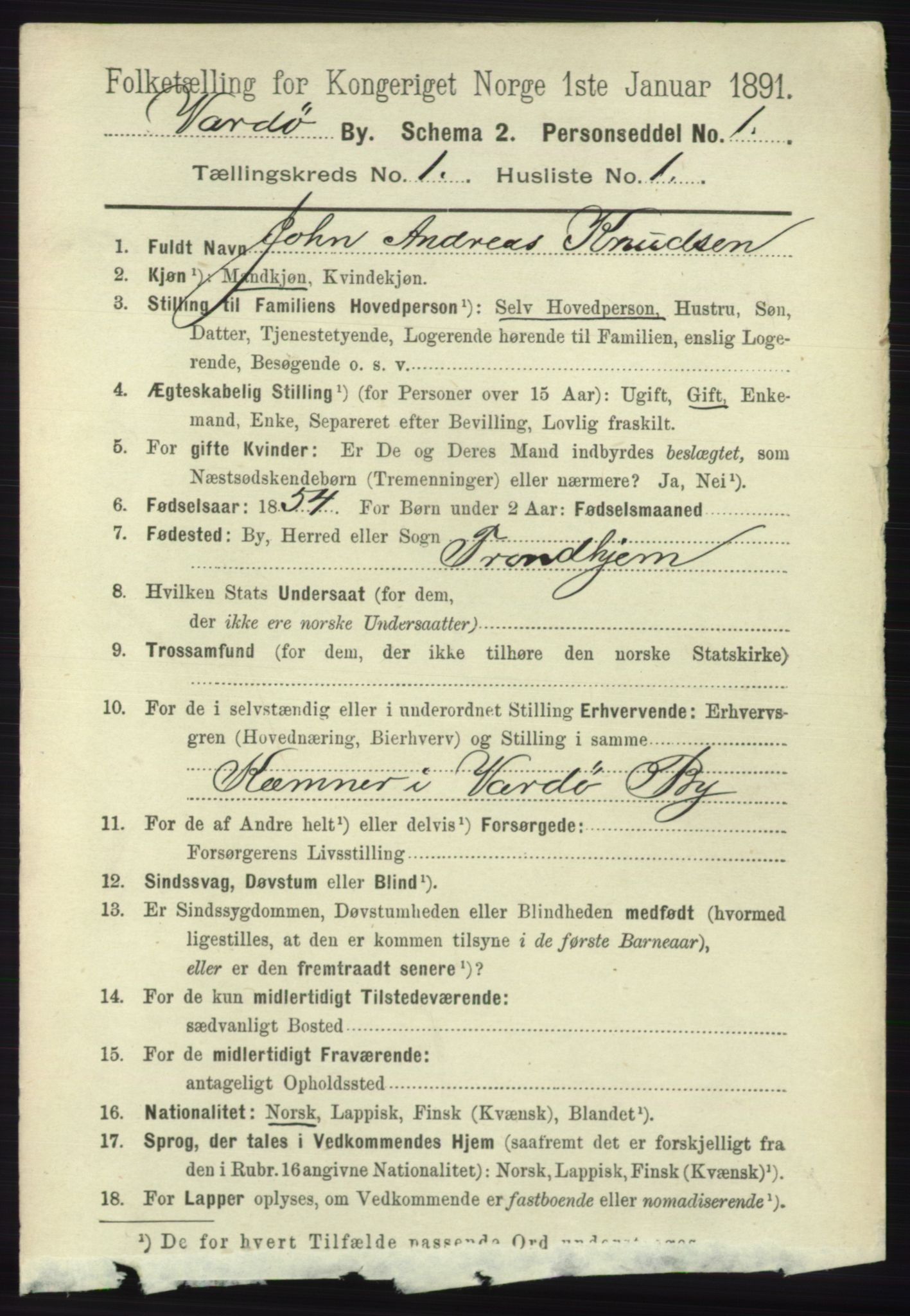 RA, 1891 census for 2002 Vardø, 1891, p. 169