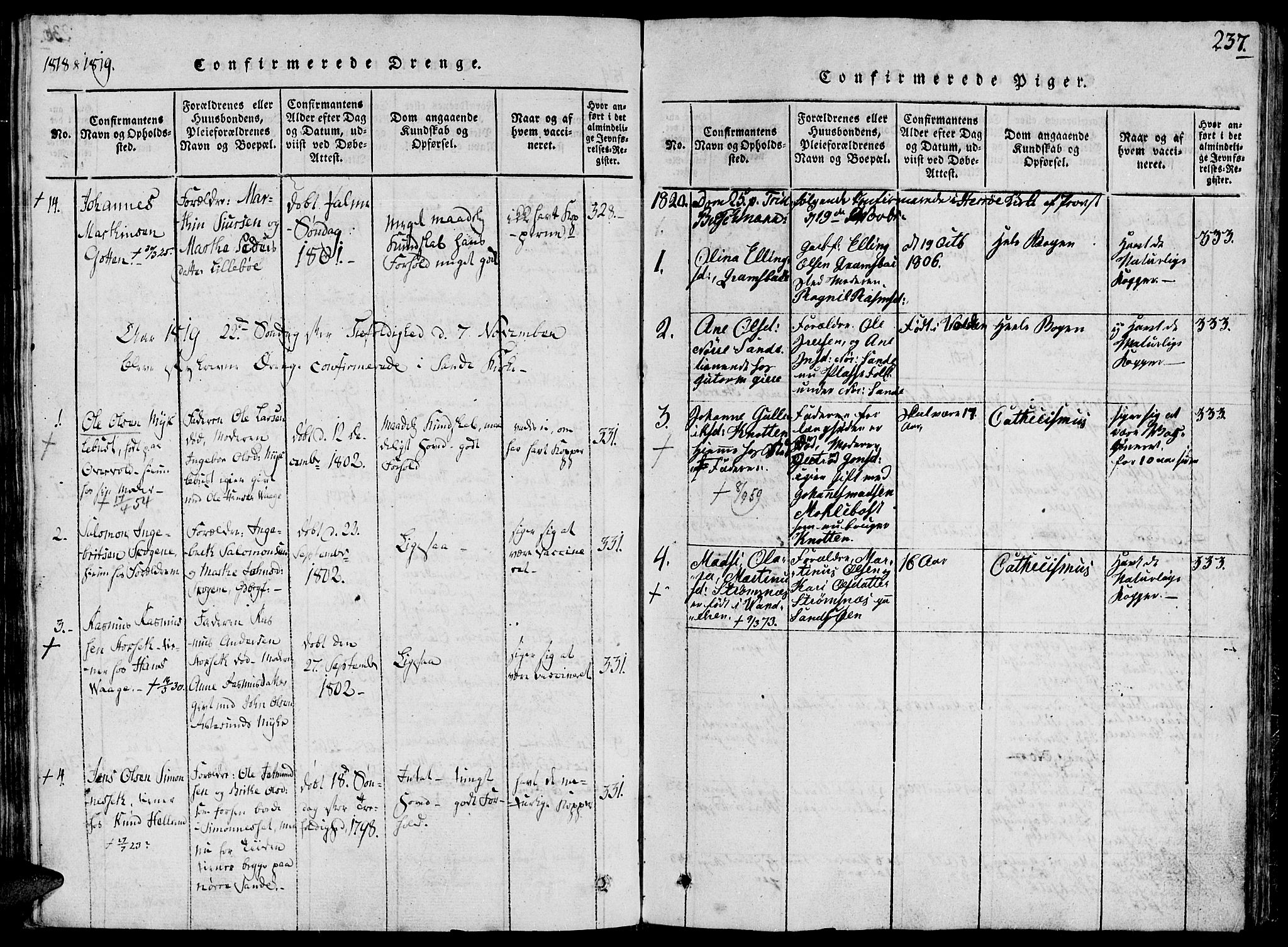 Ministerialprotokoller, klokkerbøker og fødselsregistre - Møre og Romsdal, AV/SAT-A-1454/503/L0033: Parish register (official) no. 503A01, 1816-1841, p. 237