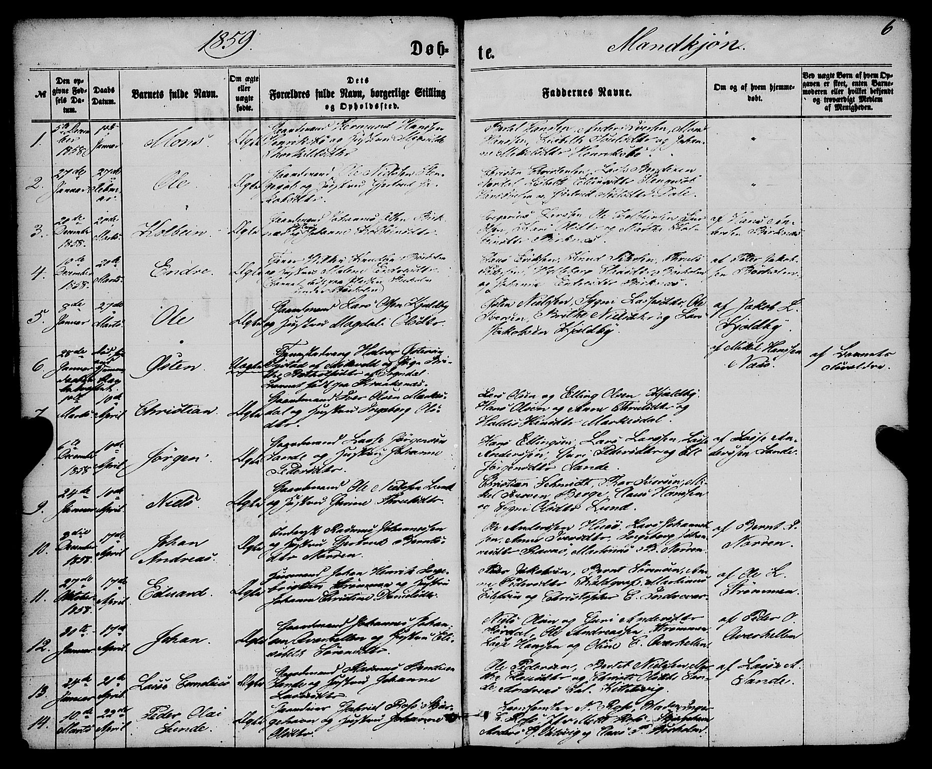 Gulen sokneprestembete, SAB/A-80201/H/Haa/Haaa/L0022: Parish register (official) no. A 22, 1859-1869, p. 6
