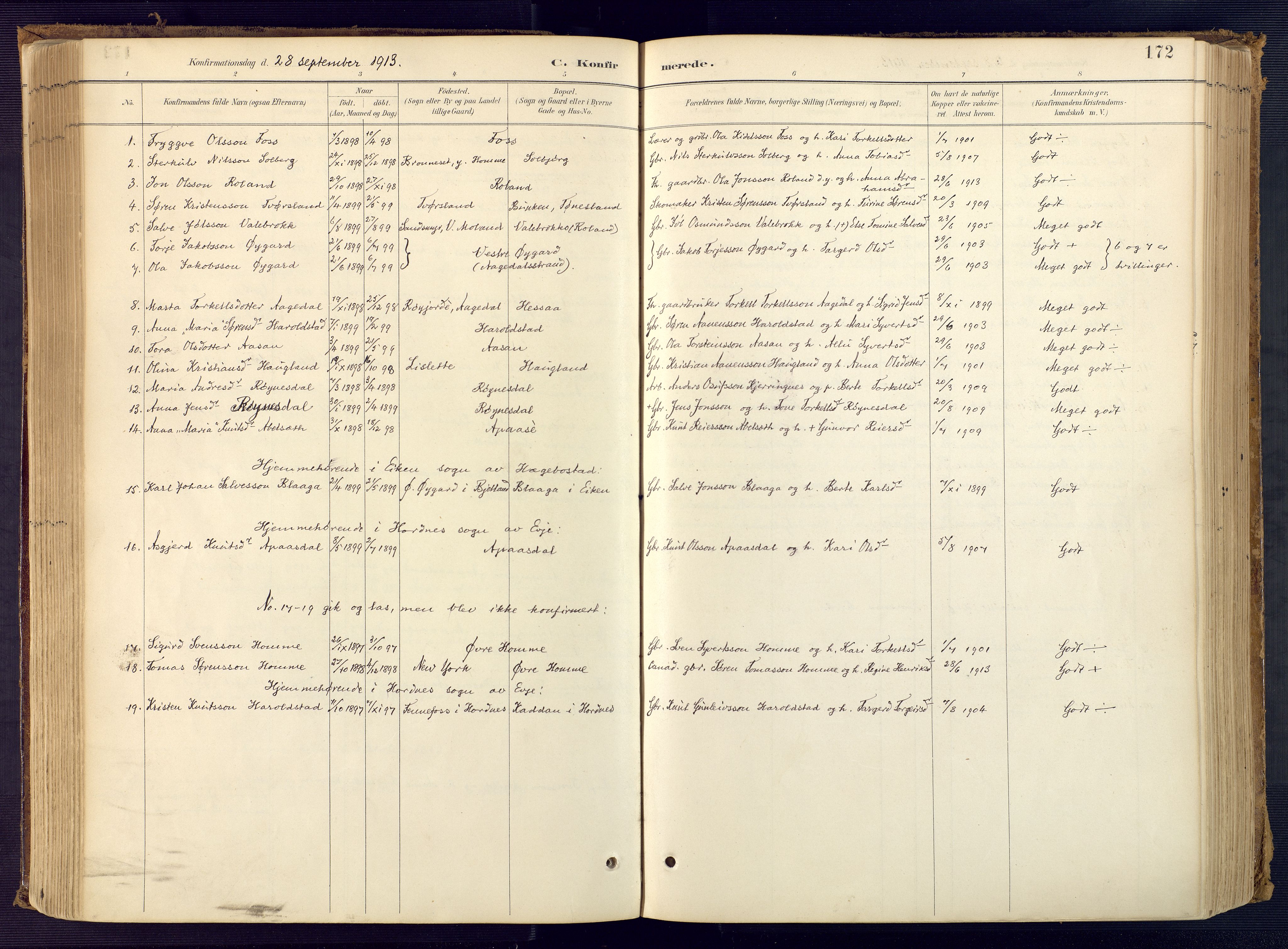 Bjelland sokneprestkontor, SAK/1111-0005/F/Fa/Faa/L0004: Parish register (official) no. A 4, 1887-1923, p. 172