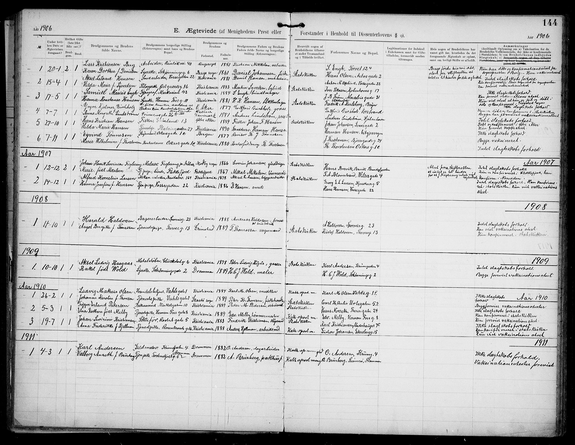 Den katolsk apostoliske menighet i Oslo , SAO/PAO-0214/F/Fa/L0002: Dissenter register no. 2, 1892-1937, p. 144