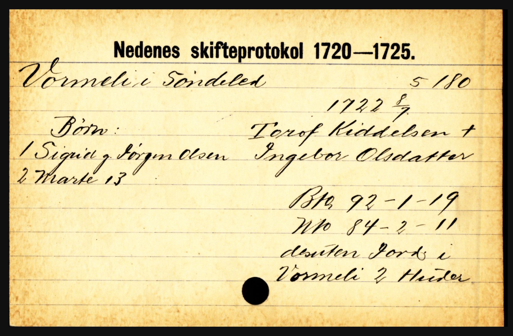 Nedenes sorenskriveri før 1824, AV/SAK-1221-0007/H, p. 33261