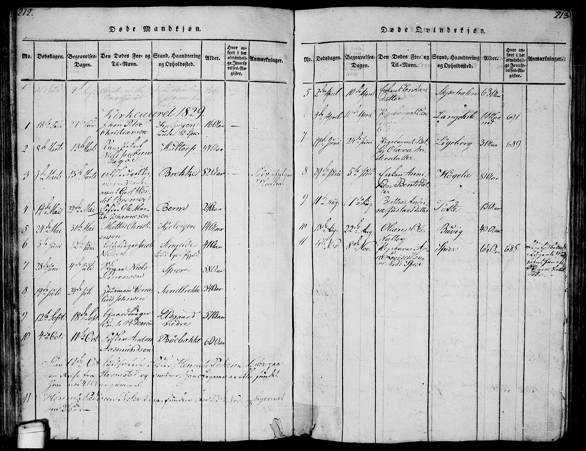Hvaler prestekontor Kirkebøker, SAO/A-2001/F/Fa/L0005: Parish register (official) no. I 5, 1816-1845, p. 212-213