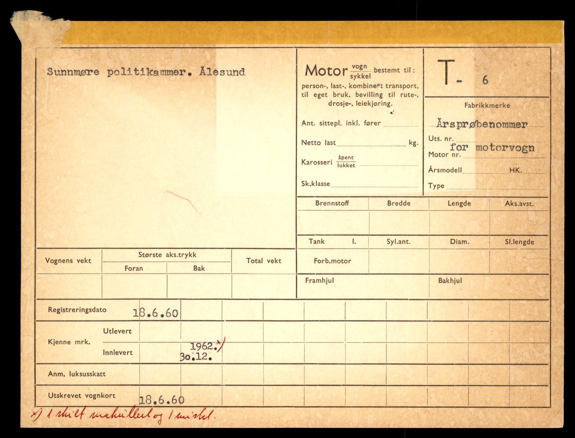 Møre og Romsdal vegkontor - Ålesund trafikkstasjon, AV/SAT-A-4099/F/Fe/L0001: Registreringskort for kjøretøy T 3 - T 127, 1927-1998, p. 41