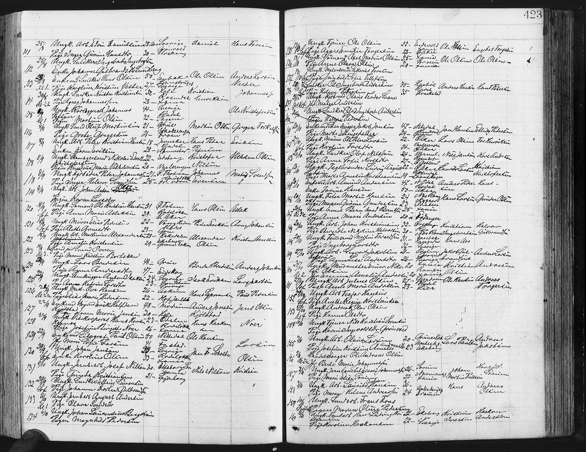 Østre Aker prestekontor Kirkebøker, SAO/A-10840/G/Ga/L0003: Parish register (copy) no. I 3, 1868-1913, p. 423