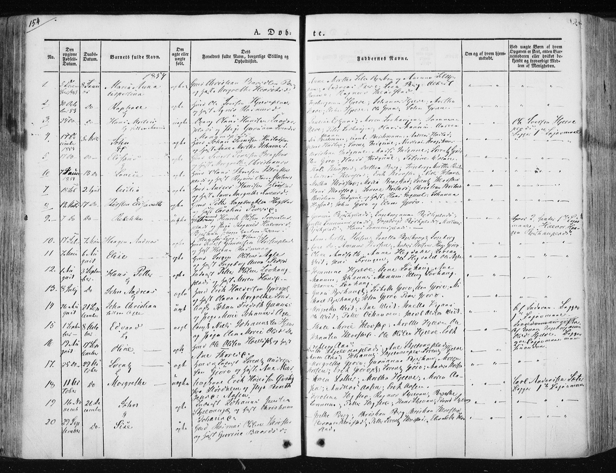 Ministerialprotokoller, klokkerbøker og fødselsregistre - Nord-Trøndelag, SAT/A-1458/730/L0280: Parish register (official) no. 730A07 /3, 1840-1854, p. 154
