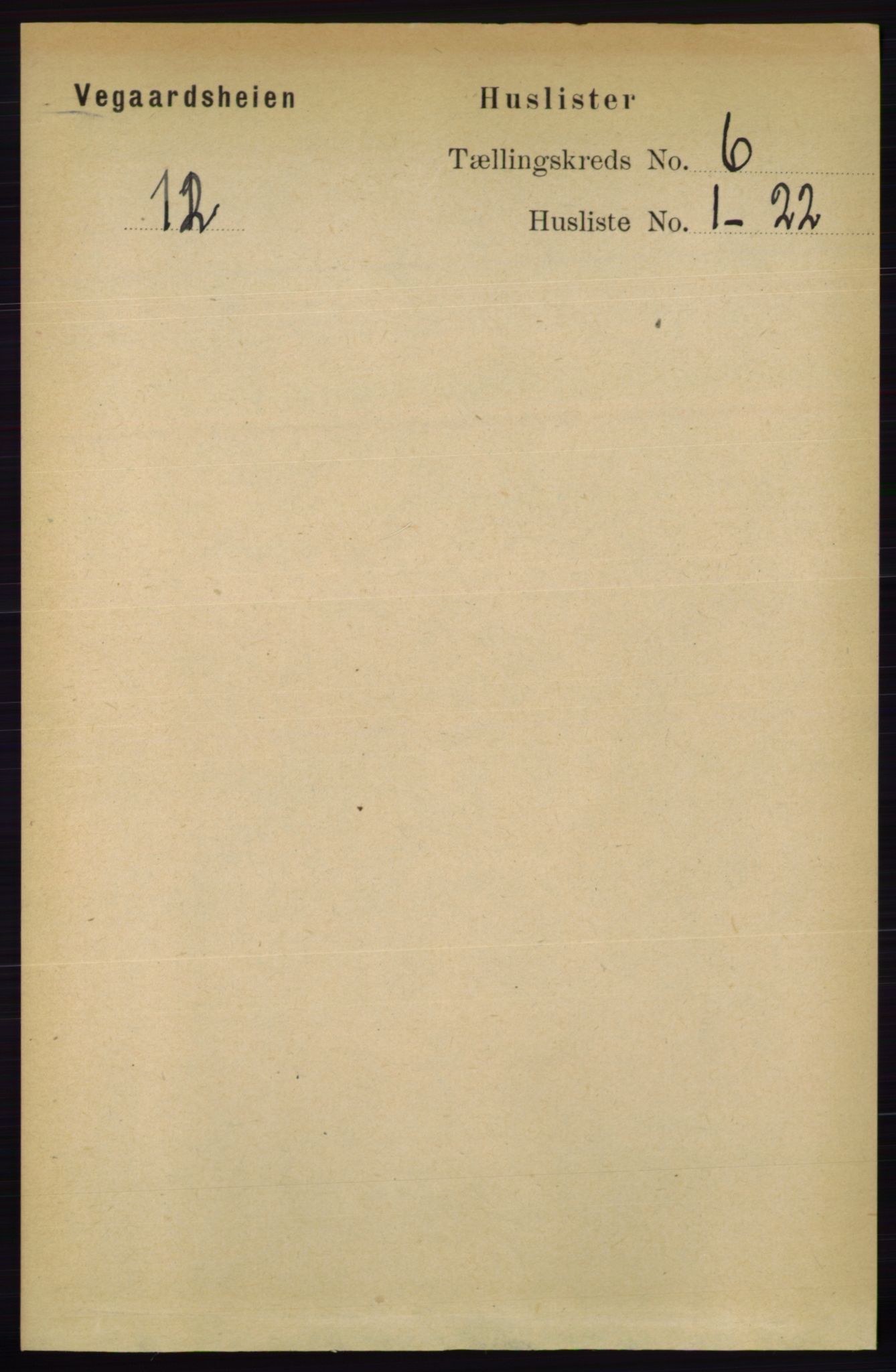 RA, 1891 census for 0912 Vegårshei, 1891, p. 1141