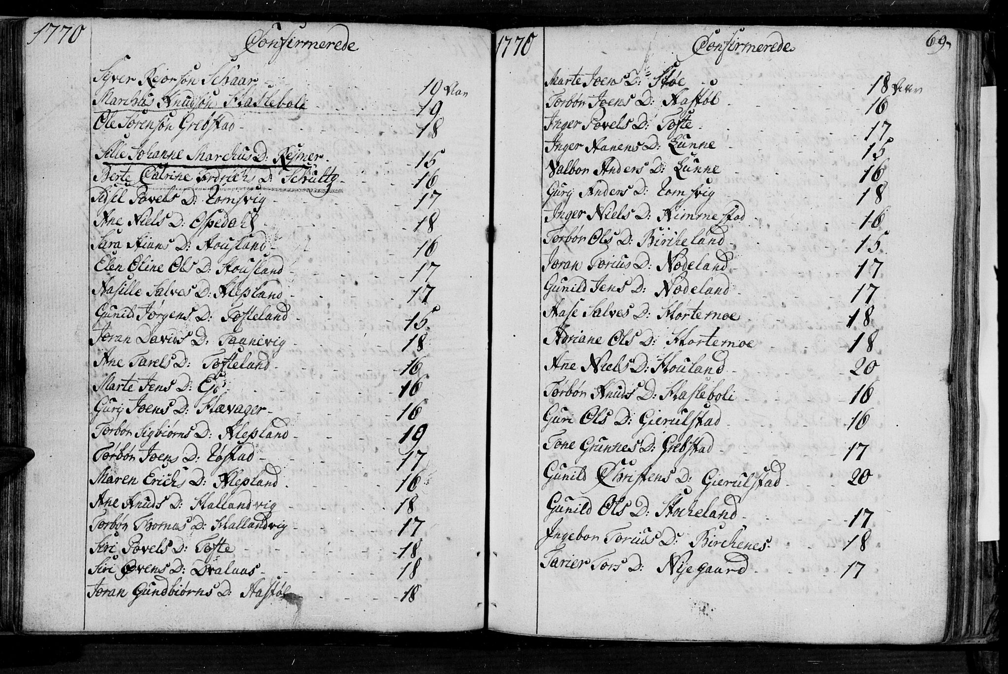Søgne sokneprestkontor, SAK/1111-0037/F/Fa/Fab/L0004: Parish register (official) no. A 4, 1770-1822, p. 68-69