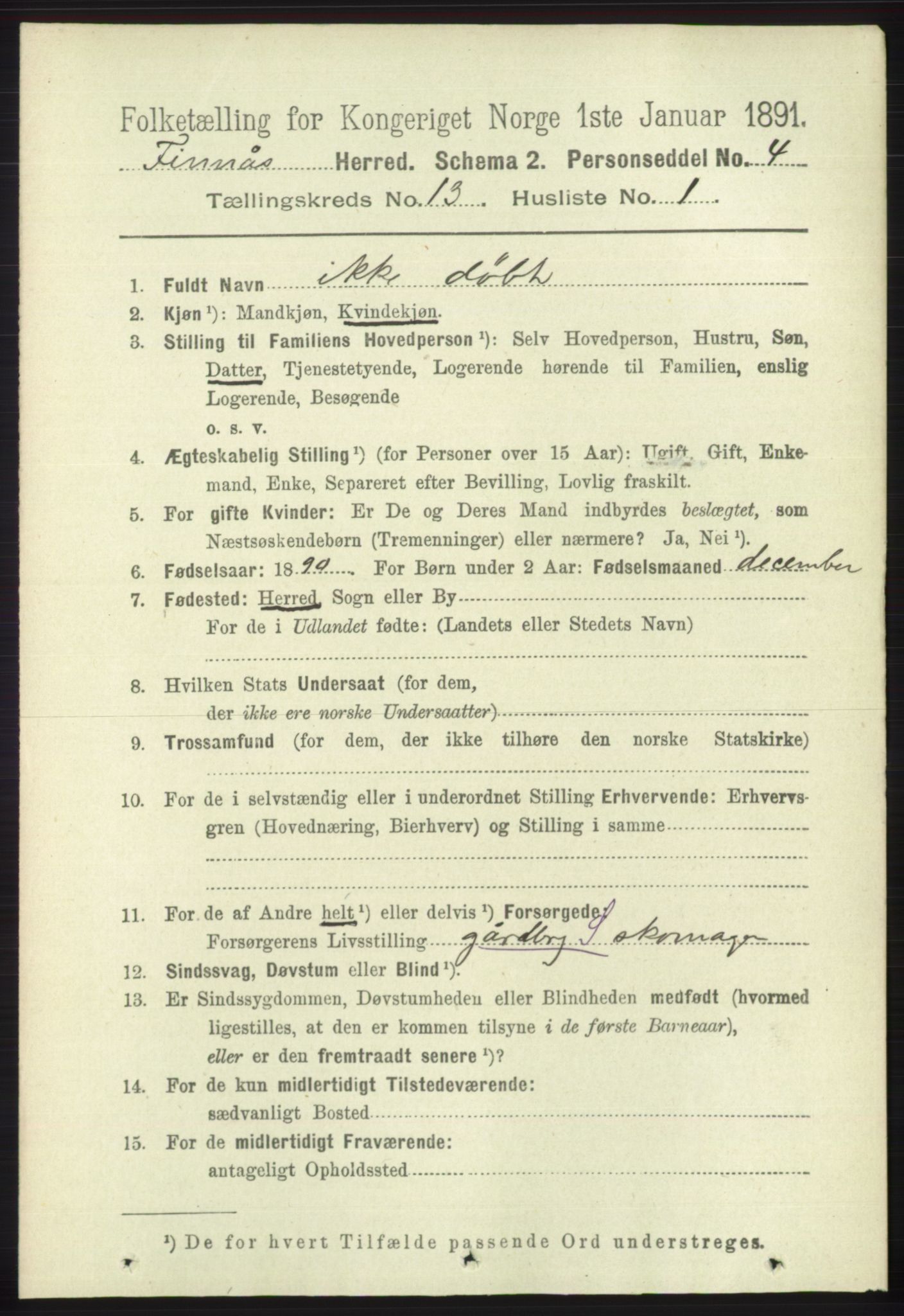 RA, 1891 census for 1218 Finnås, 1891, p. 5590