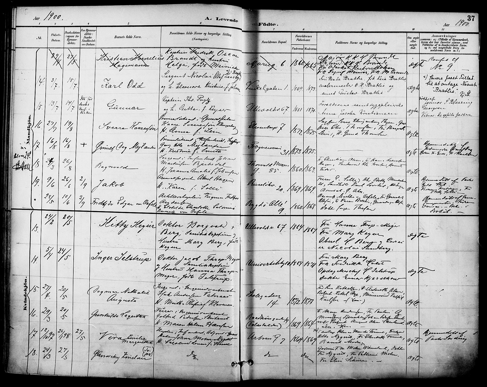 Garnisonsmenigheten Kirkebøker, SAO/A-10846/F/Fa/L0013: Parish register (official) no. 13, 1894-1904, p. 37