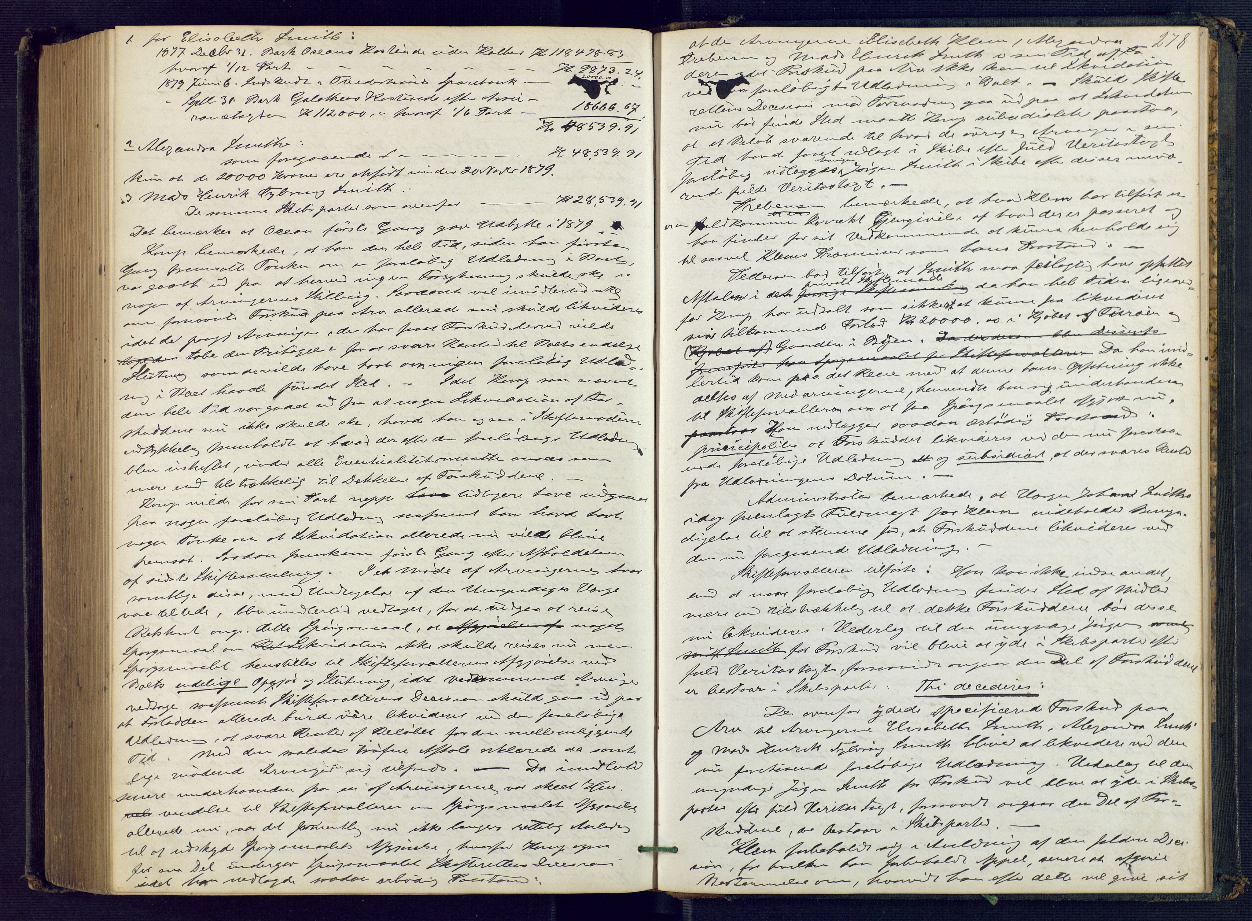 Holt sorenskriveri, AV/SAK-1221-0002/H/Hc/L0016: Skiftebehandlingsprotokoll nr. 7, 1879-1885, p. 277b-278a
