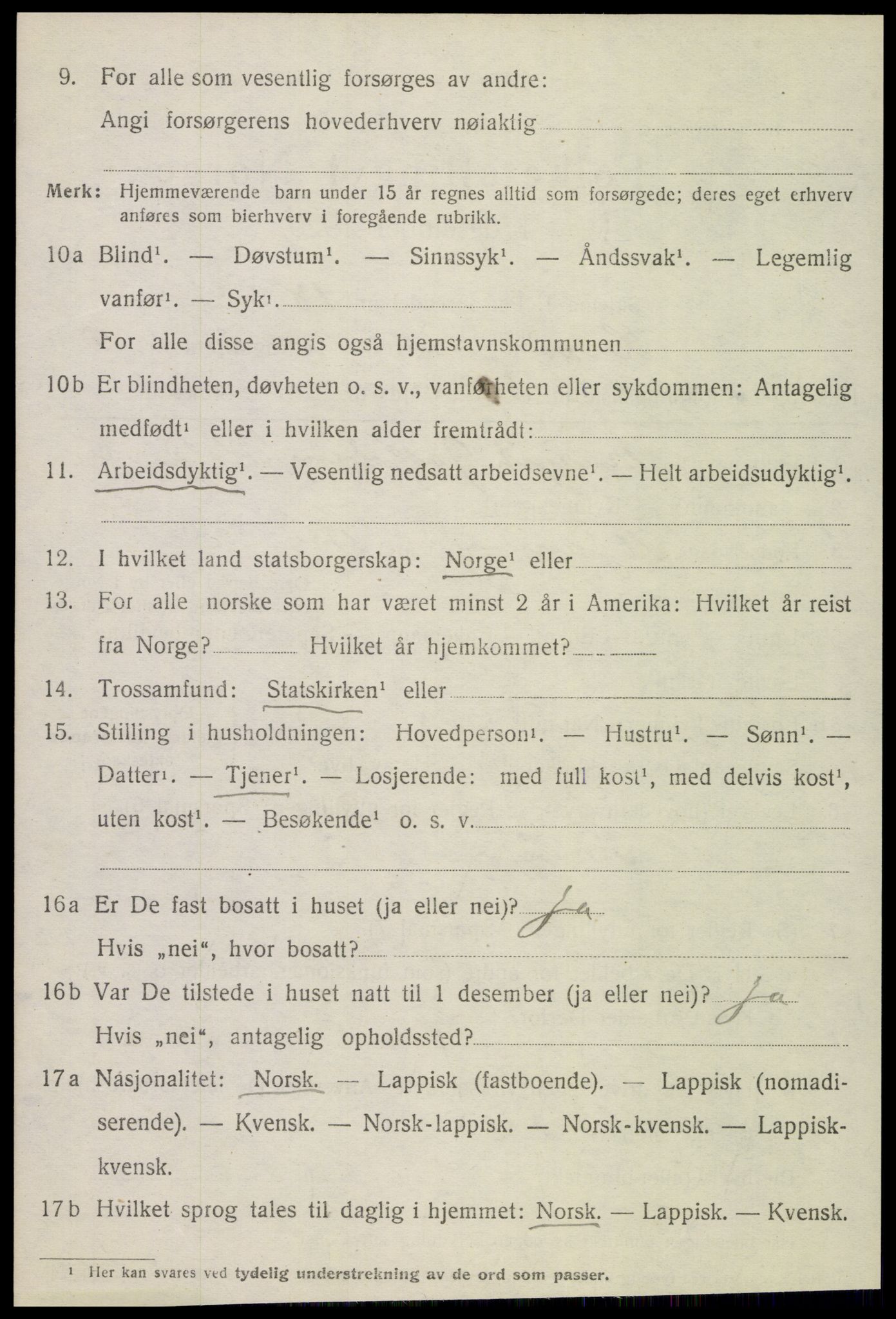 SAT, 1920 census for Lurøy, 1920, p. 2952