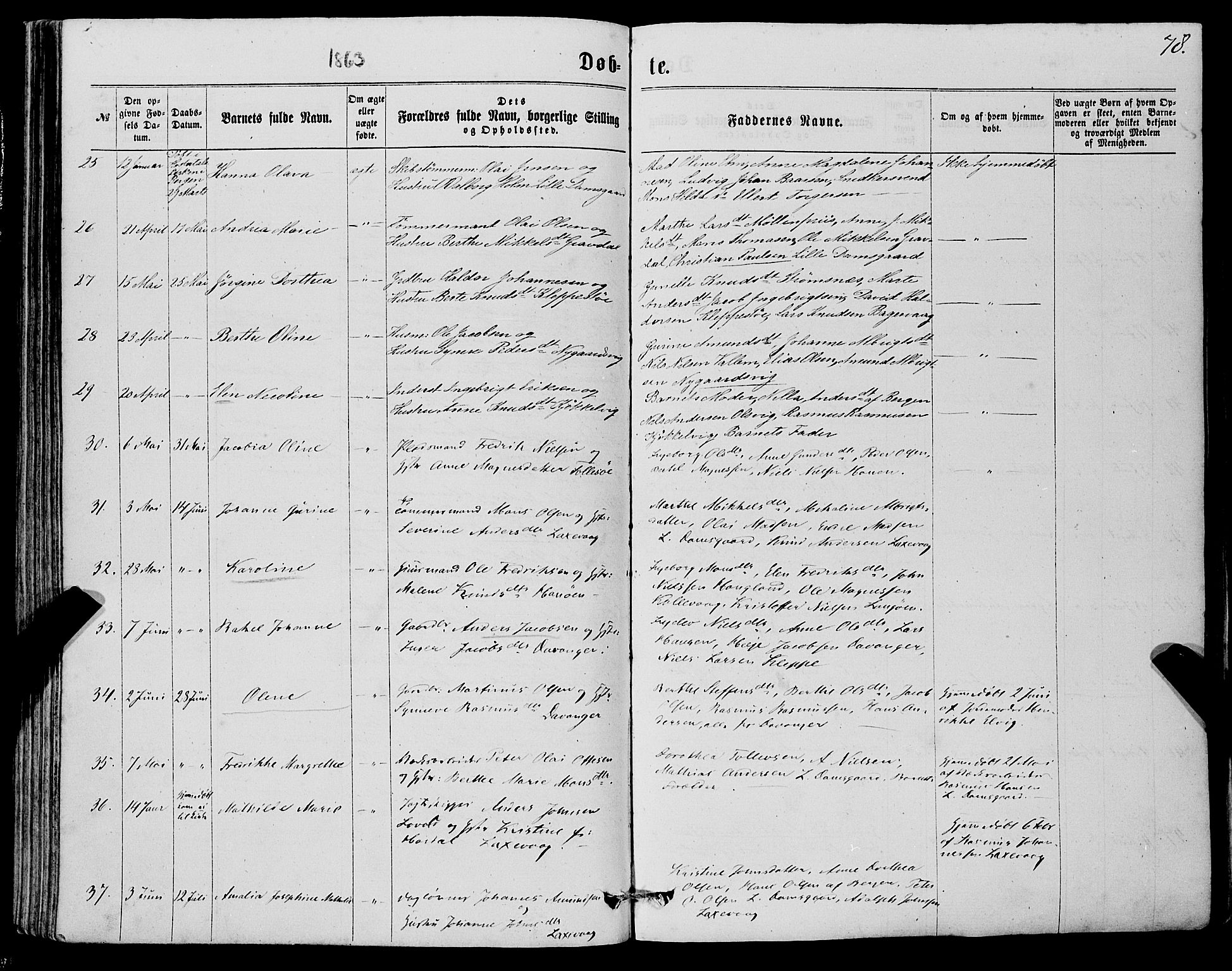 Askøy Sokneprestembete, SAB/A-74101/H/Ha/Haa/Haaa/L0009: Parish register (official) no. A 9, 1863-1877, p. 78