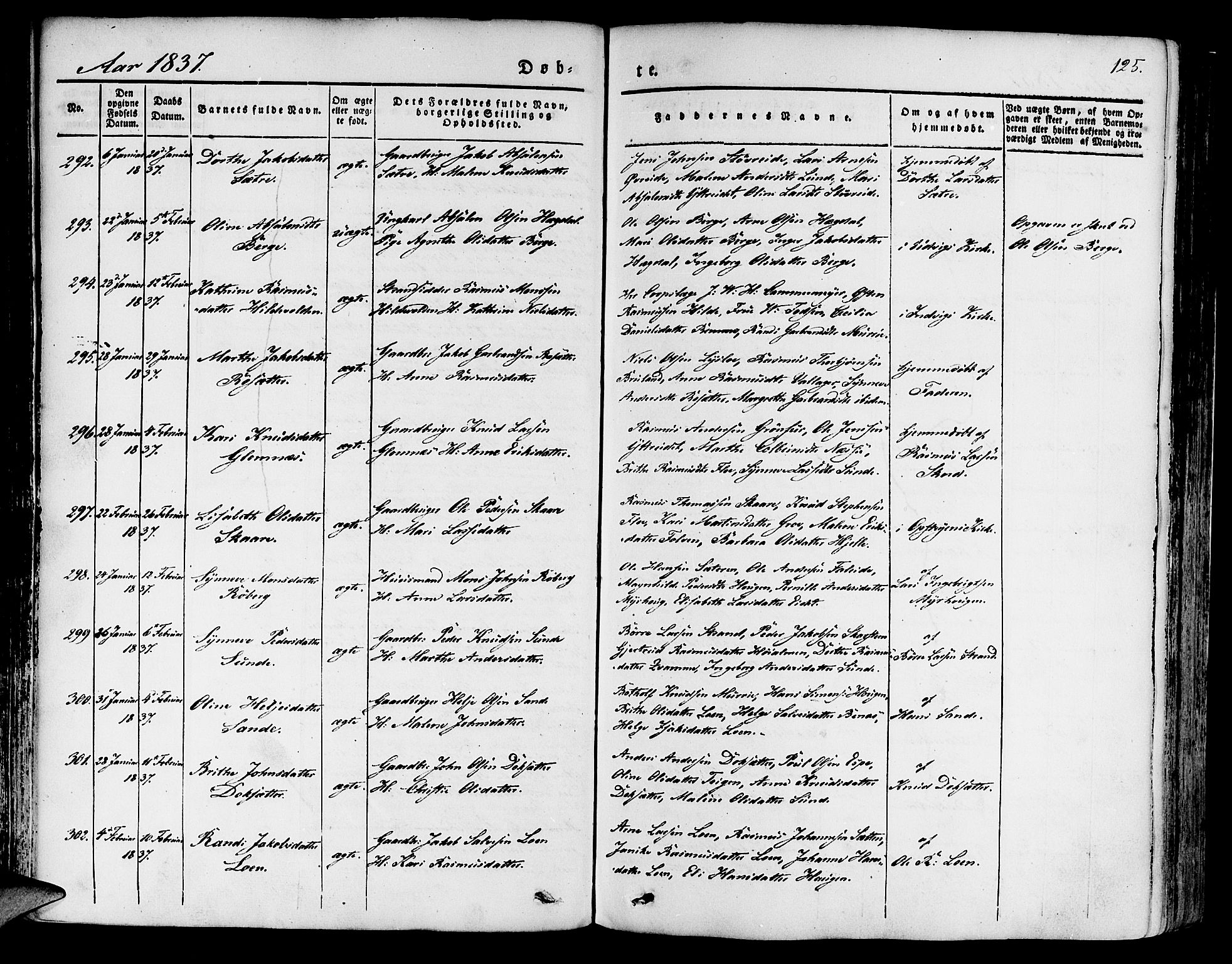Innvik sokneprestembete, SAB/A-80501: Parish register (official) no. A 4I, 1831-1846, p. 125
