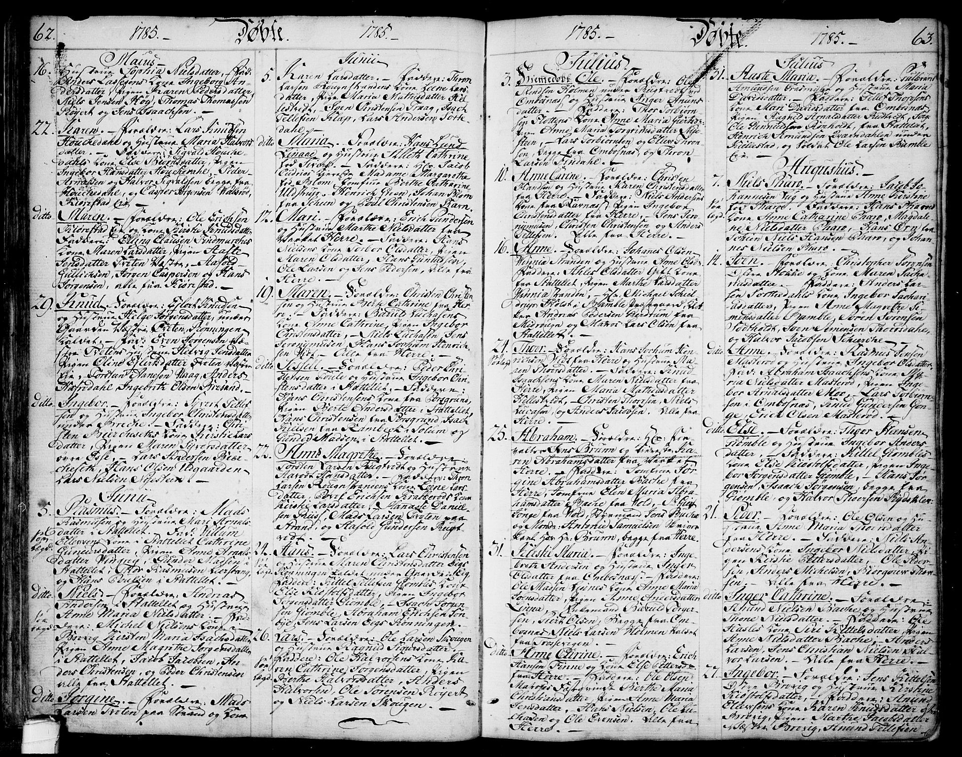 Bamble kirkebøker, SAKO/A-253/F/Fa/L0002: Parish register (official) no. I 2, 1775-1814, p. 62-63