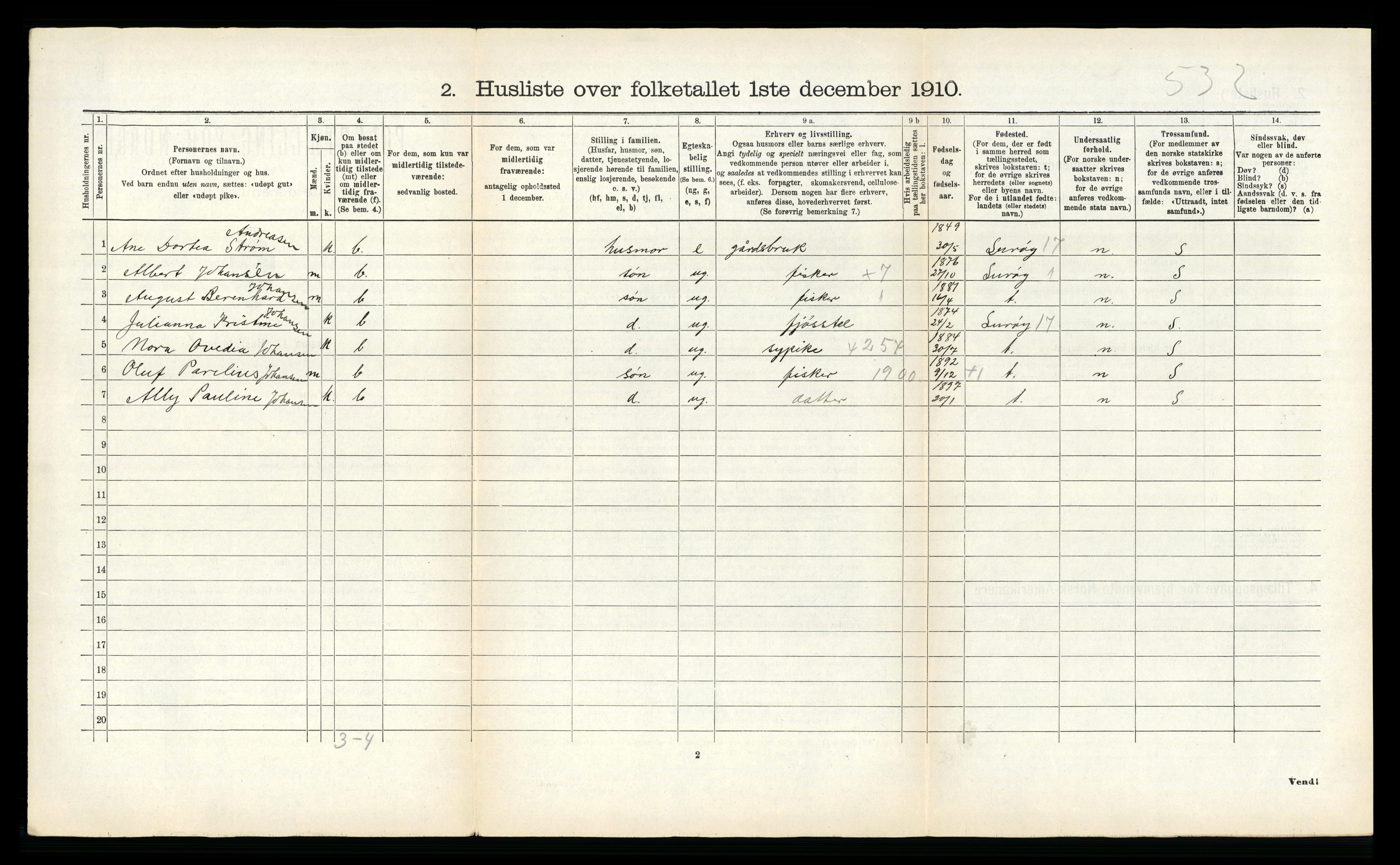 RA, 1910 census for Træna, 1910, p. 206