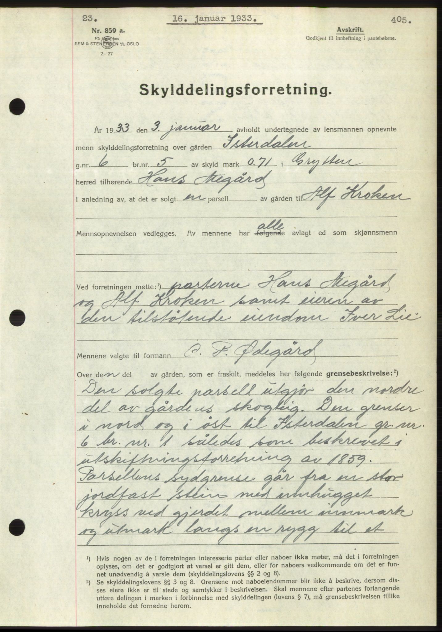 Romsdal sorenskriveri, AV/SAT-A-4149/1/2/2C/L0062: Mortgage book no. 56, 1932-1933, Deed date: 16.01.1933