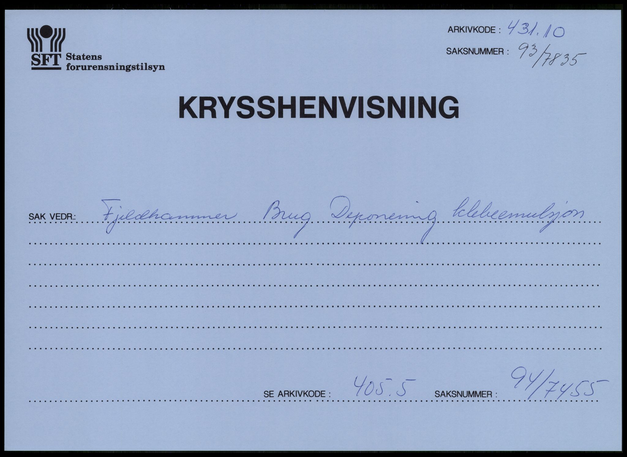 Statens forurensningstilsyn, hovedkontoret, AV/RA-S-4136/1/D/Da/L0493: Konsesjonssaker, 1985-1993, p. 262