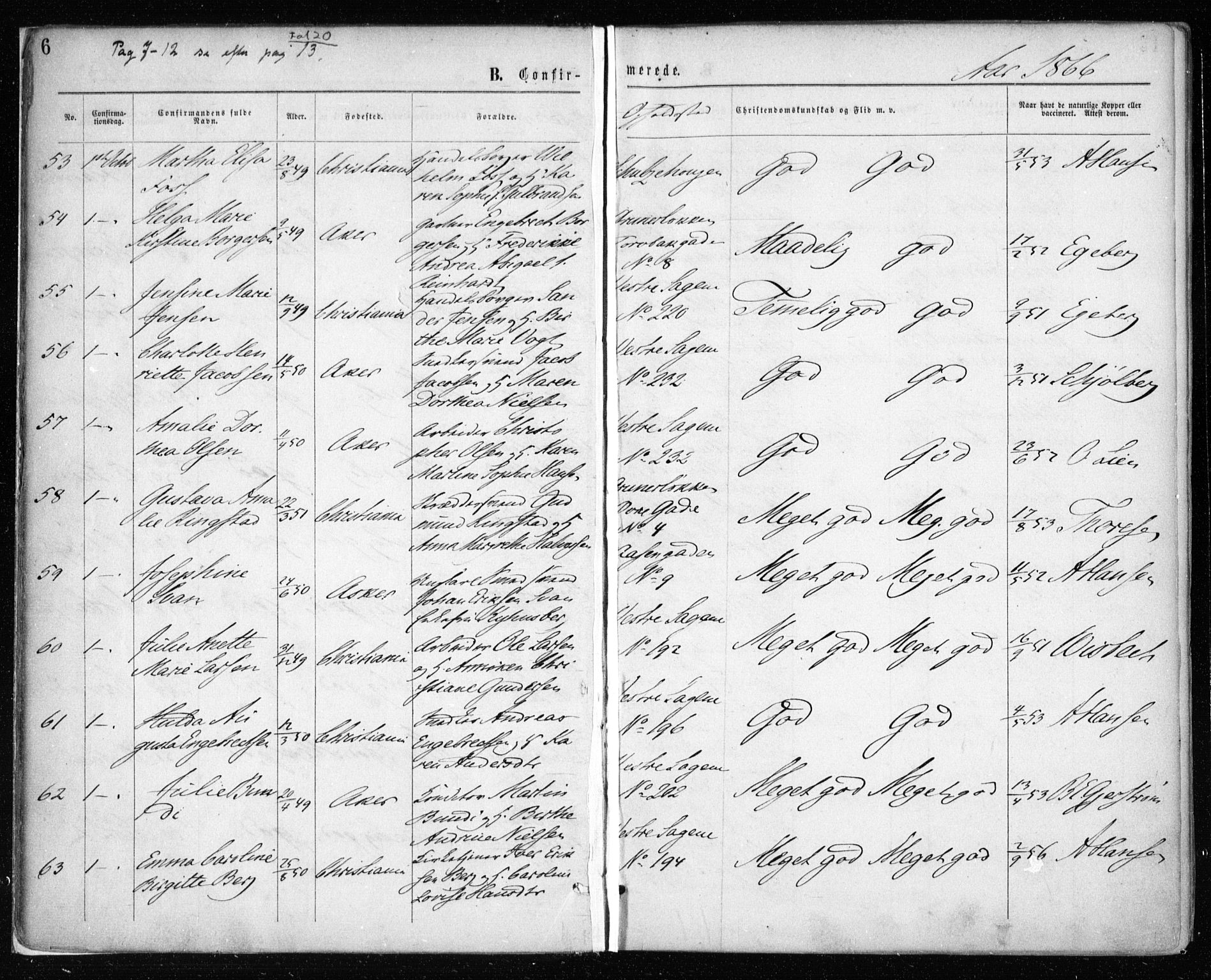 Gamle Aker prestekontor Kirkebøker, SAO/A-10617a/F/L0003: Parish register (official) no. 3, 1865-1873, p. 6