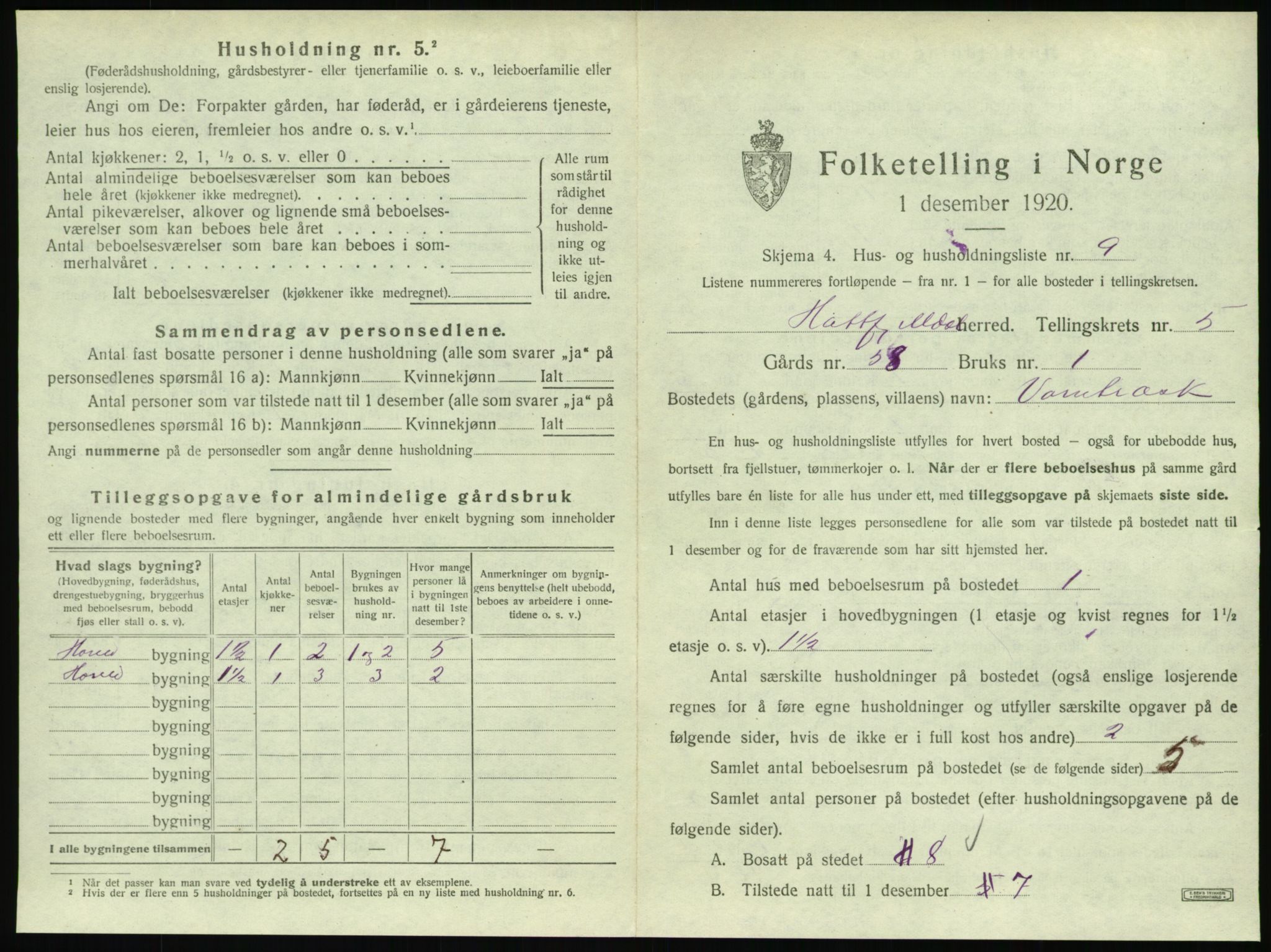 SAT, 1920 census for Hattfjelldal, 1920, p. 162