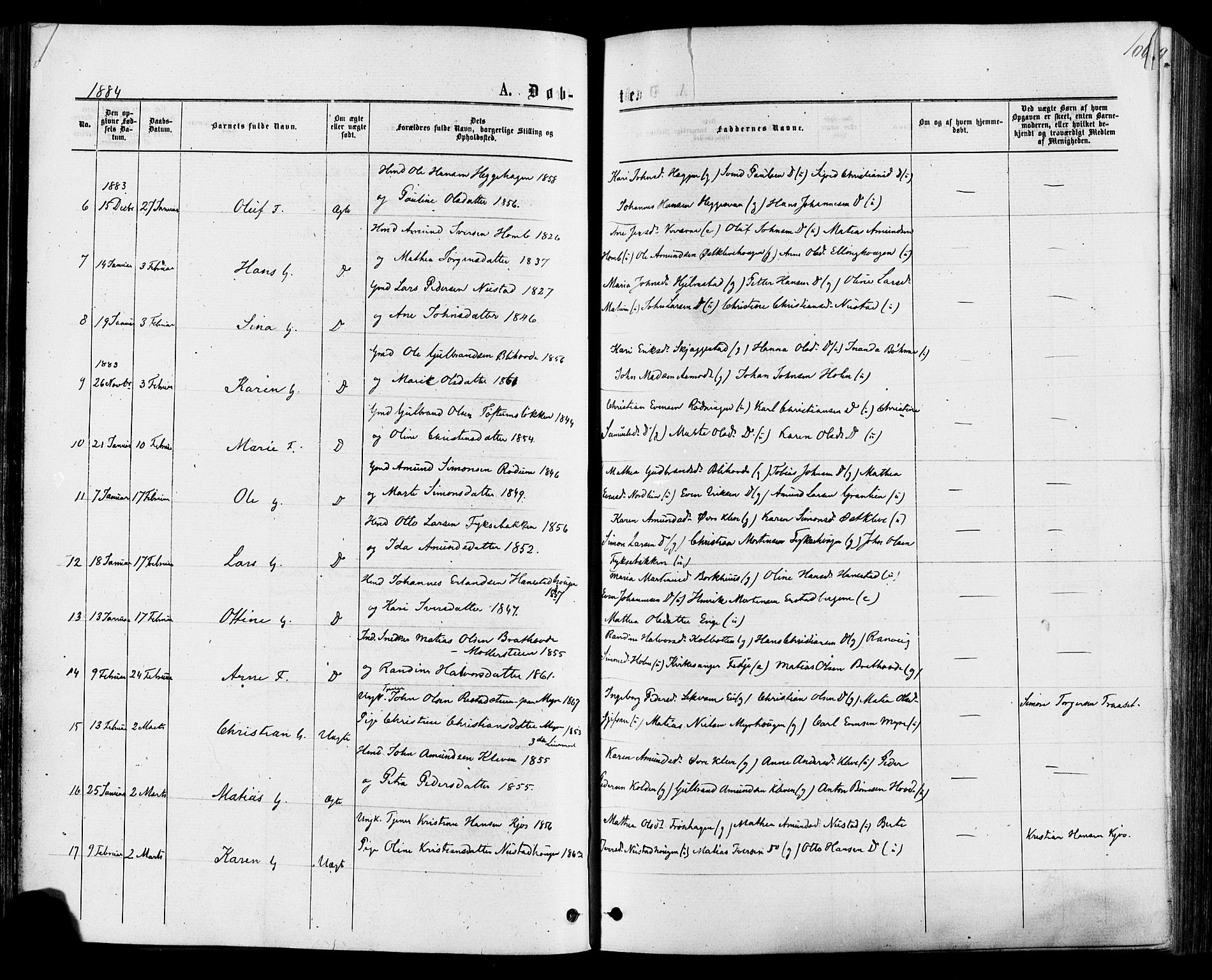 Østre Gausdal prestekontor, SAH/PREST-092/H/Ha/Haa/L0001: Parish register (official) no. 1, 1874-1886, p. 106