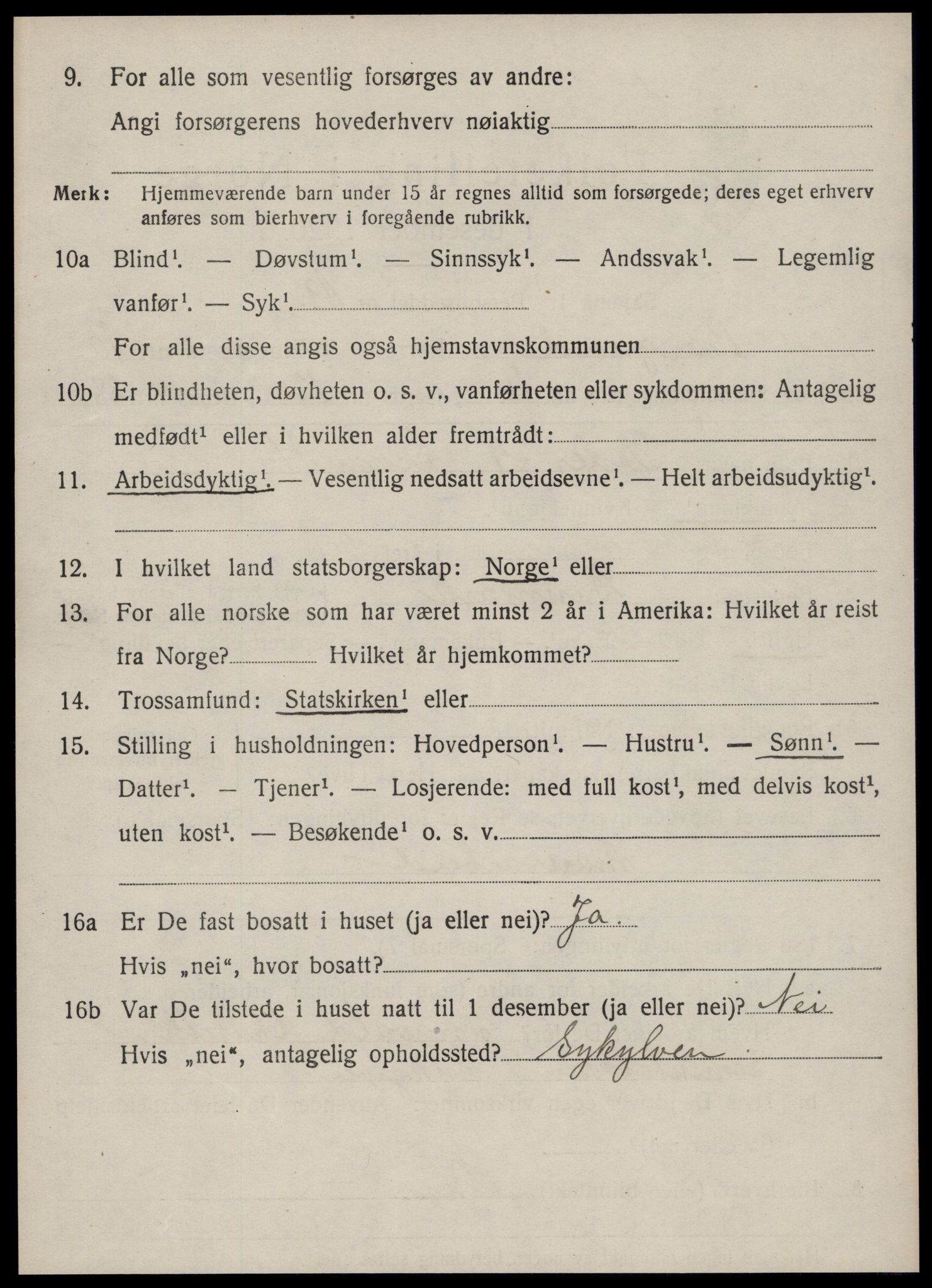 SAT, 1920 census for Borgund, 1920, p. 9541